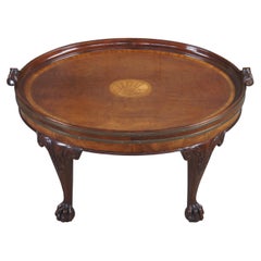 Baker Stately Homes Georgian Mahogany Ball & Claw Oval Coffee Cocktail Table 32"