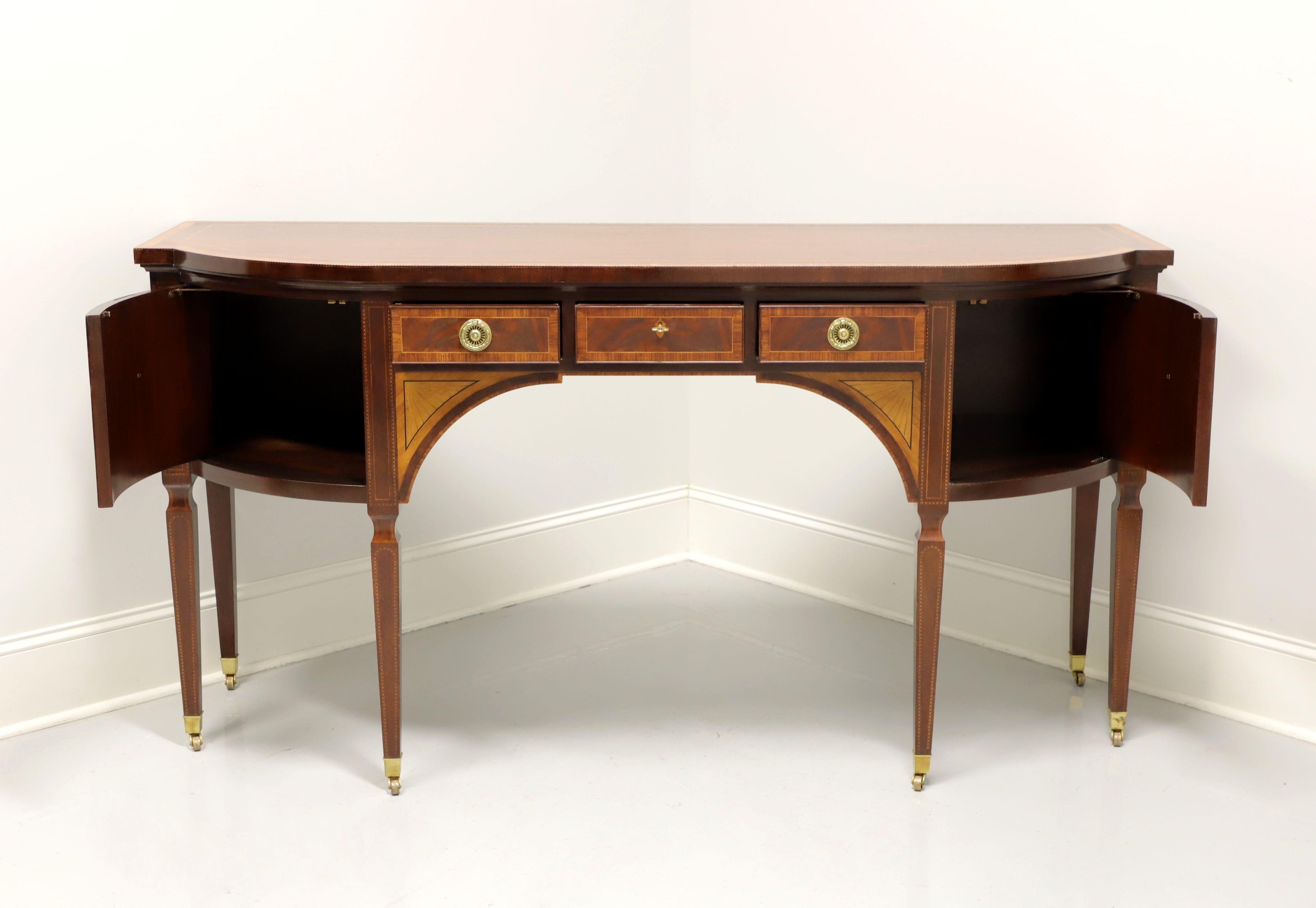 BAKER Stately Homes Inlaid Mahogany & Satinwood Bowfront Sideboard In Good Condition In Charlotte, NC