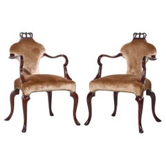 Baker Stately Homes Queen Anne Crown Chairs - Pair