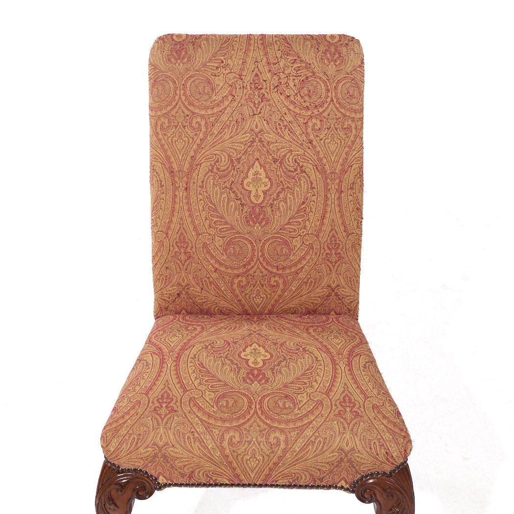 Baker Stately Homes Queen Anne Walnut Leather/Upholstery Dining Chairs - Set 8 For Sale 5