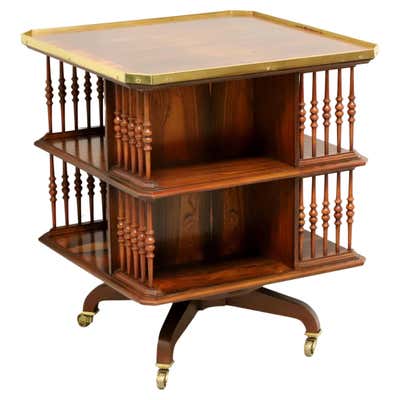 148CM TALL RESTORED REGENCY STYLE REVOLVING HARDWOOD LiBRARY BOOKCASE ...
