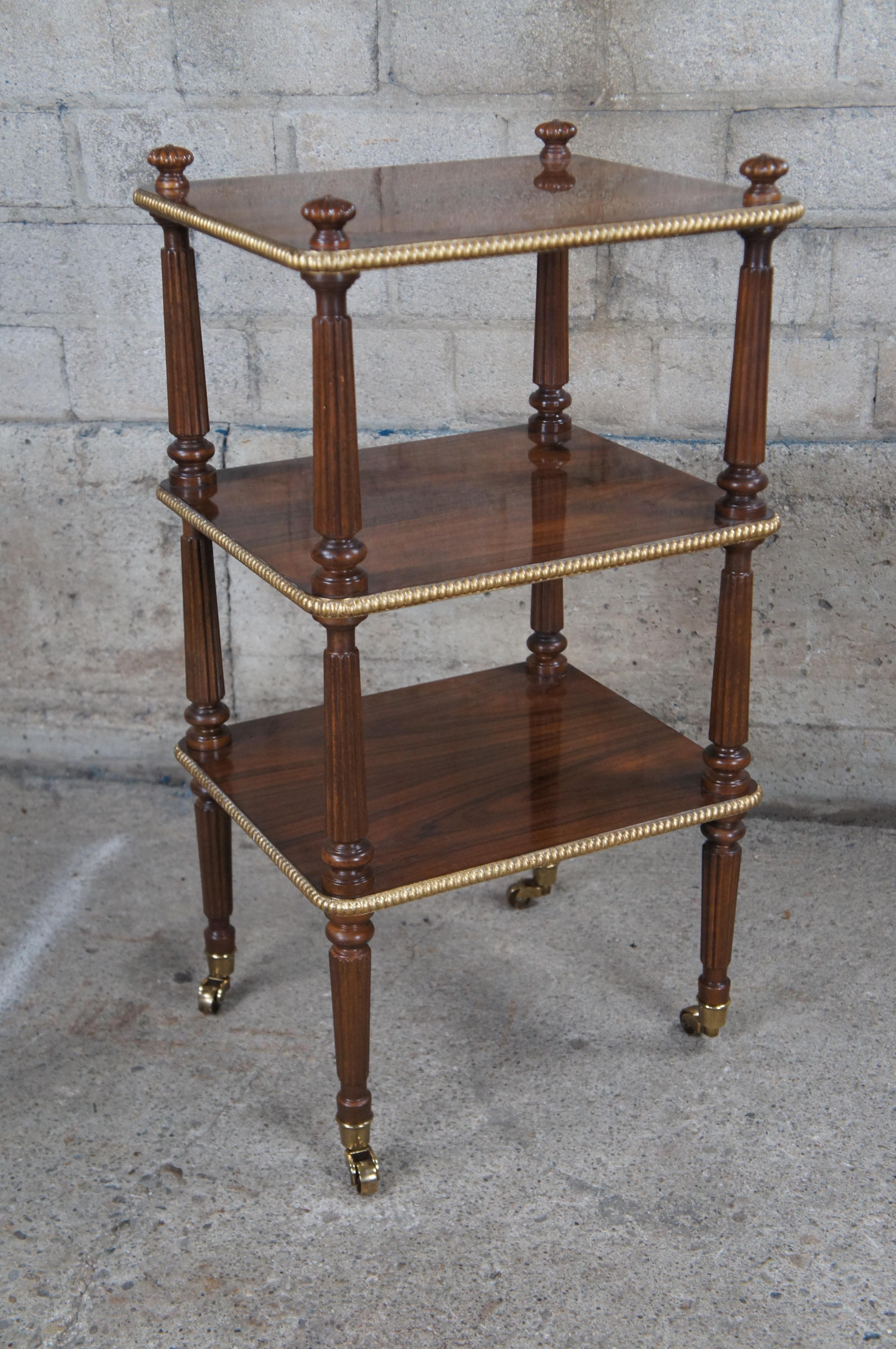 Baker Stately Homes Regency Rosewood Tiered Etagere Cart Side Table Stand 30