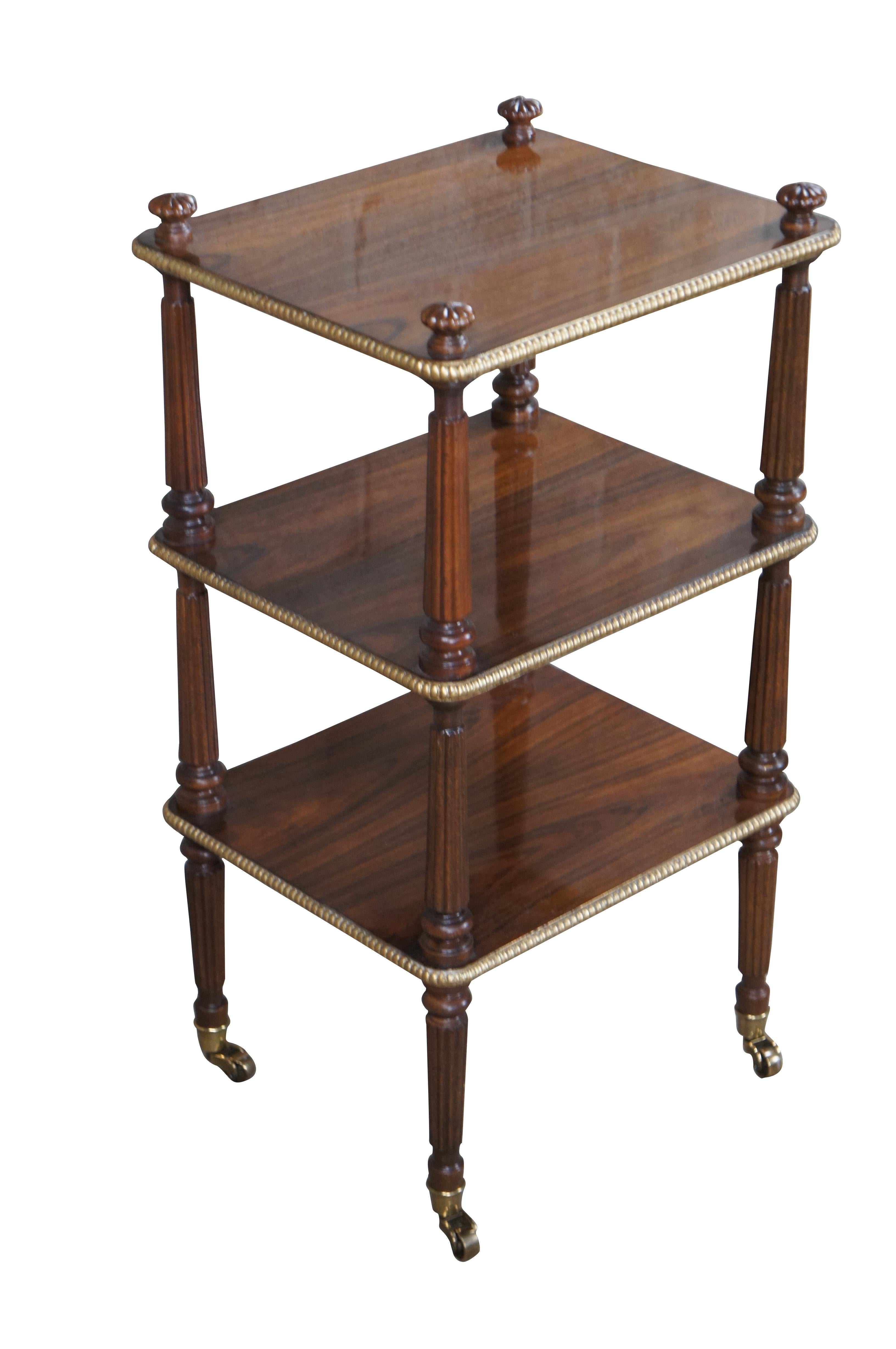 Baker Stately Homes Regency Rosewood Tiered Etagere Cart Side Table Stand 30
