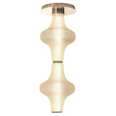 Baker Street Muse 2-lights Chandelier in Solid Brass & Acid-Etched Murano Glass