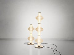 Baker Street Muse 2-lights Floor Lamp in Solid Brass & Acid-Etched Murano Glass