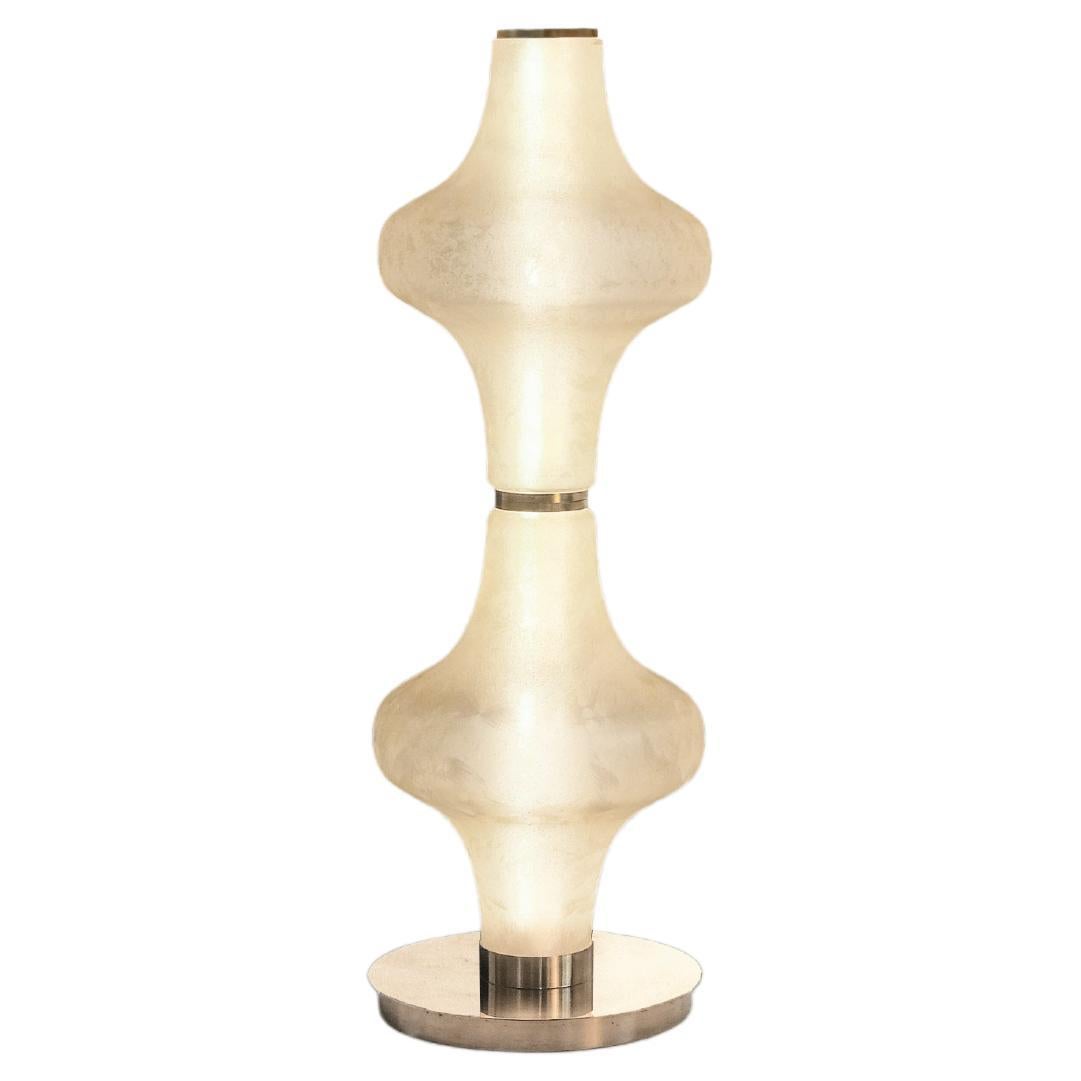 Baker Street Muse 2-lights Floor Lamp in Solid Brass & Acid-Etched Murano Glass For Sale