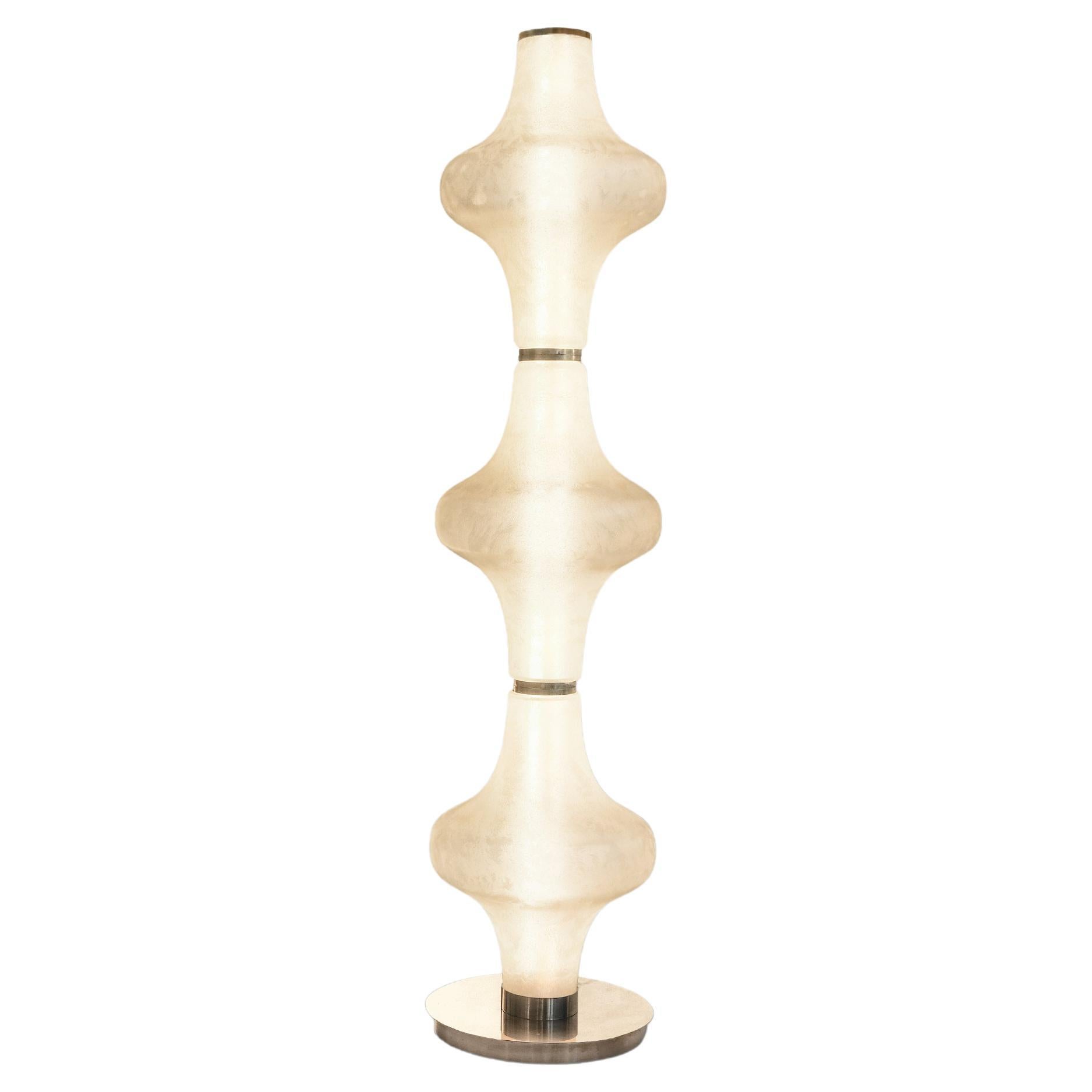 Baker Street Muse 3-lights Floor Lamp in Solid Brass & Acid-Etched Murano Glass