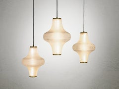 Baker Street Muse - Lampe suspendue en laiton massif et verre de Murano gravé à l'acide