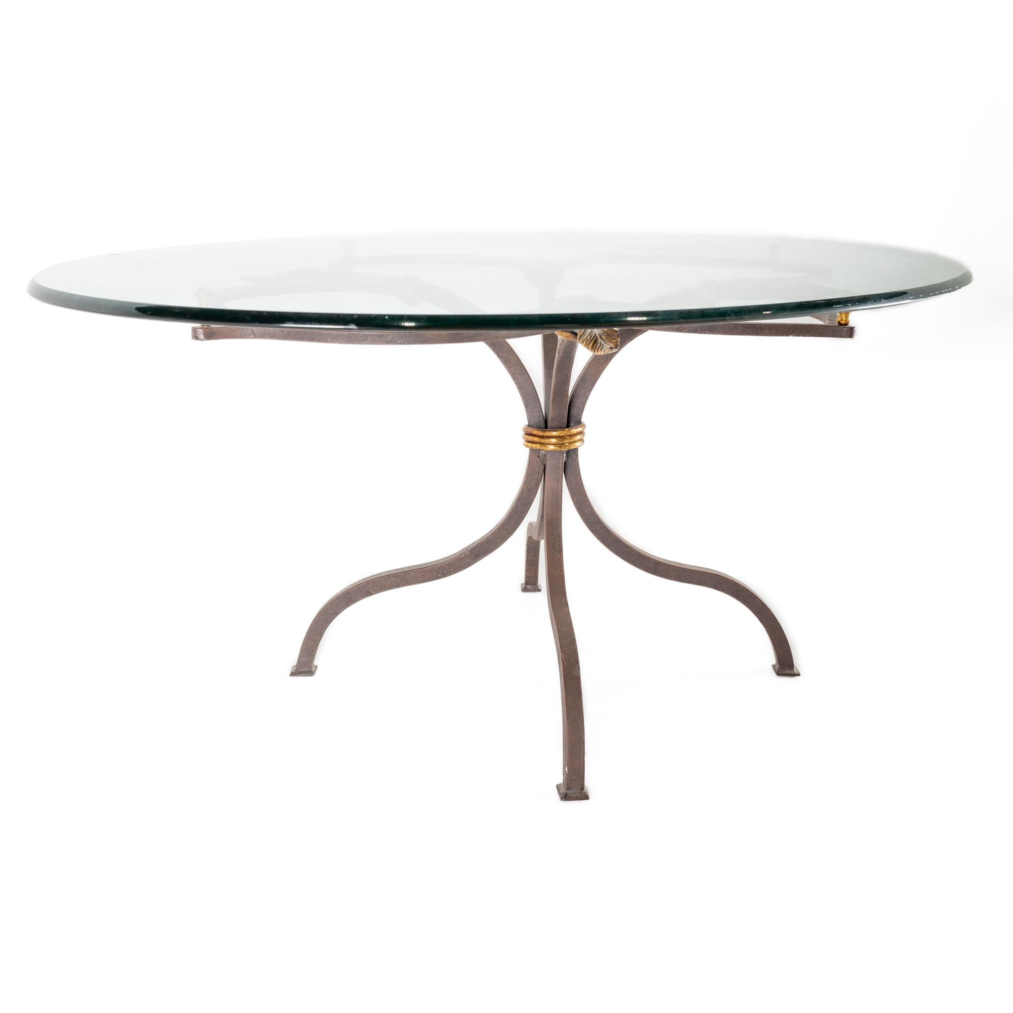 American Baker Style Clover Iron and Glass Coffee Table For Sale