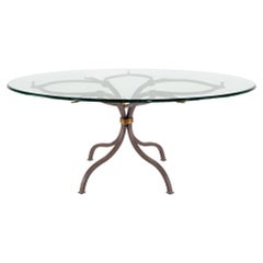 Vintage Baker Style Clover Iron and Glass Coffee Table
