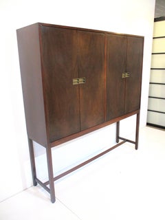 Baker Styled Walnut Mahogany Bar / Sever Cabinet