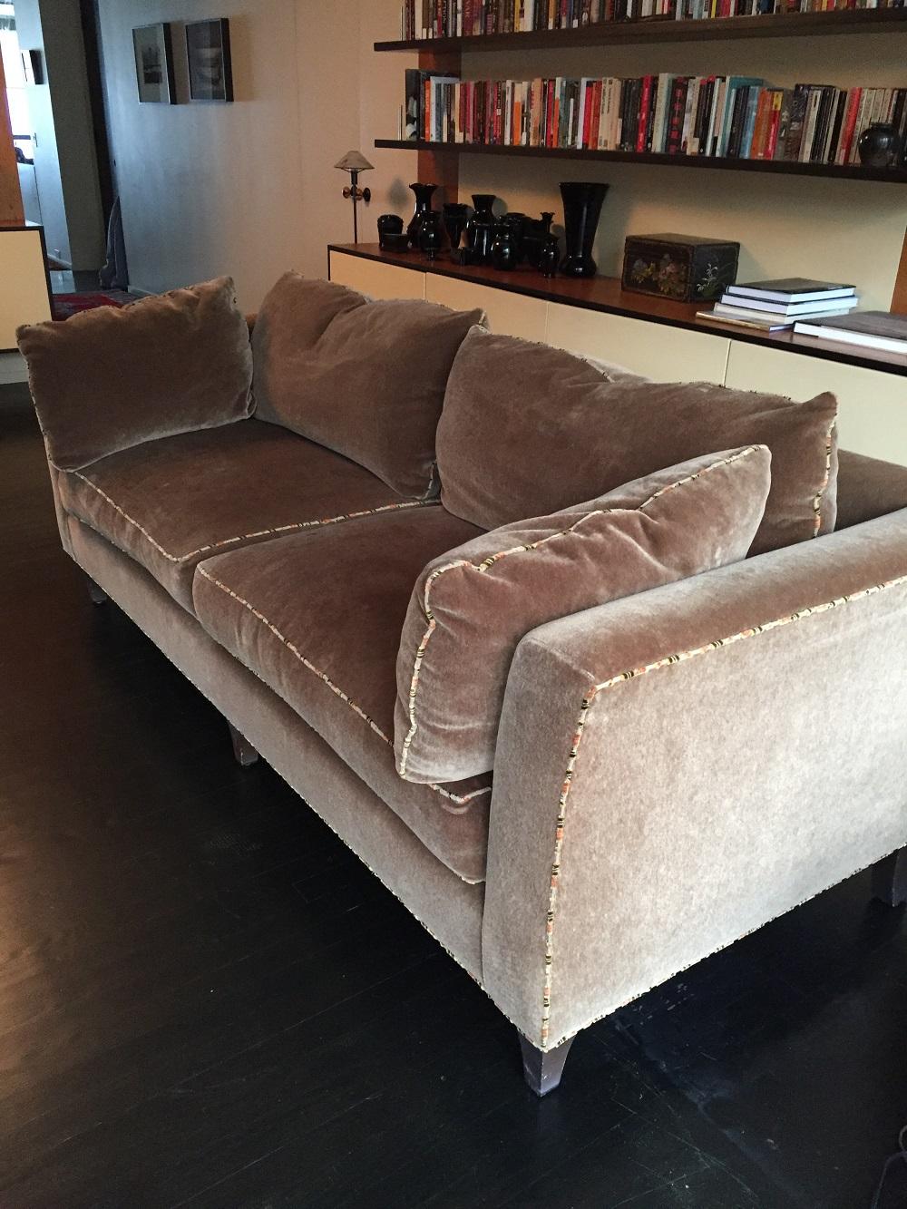 American Baker Mohair Sofa Madison in Taupe  or Mushroom For Sale