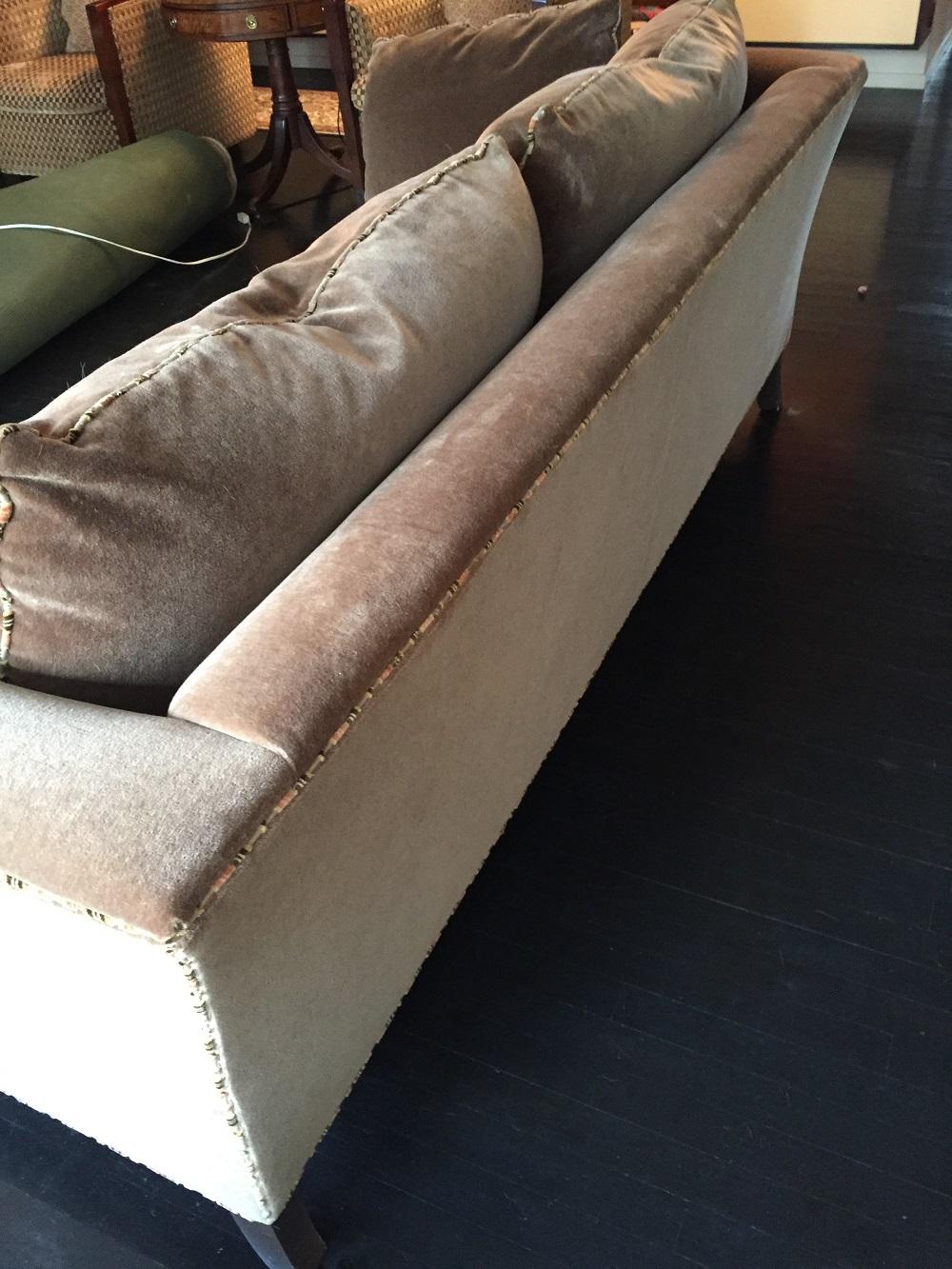 Baker Mohair Sofa Madison in Taupe  or Mushroom  In Good Condition For Sale In Chicago, IL