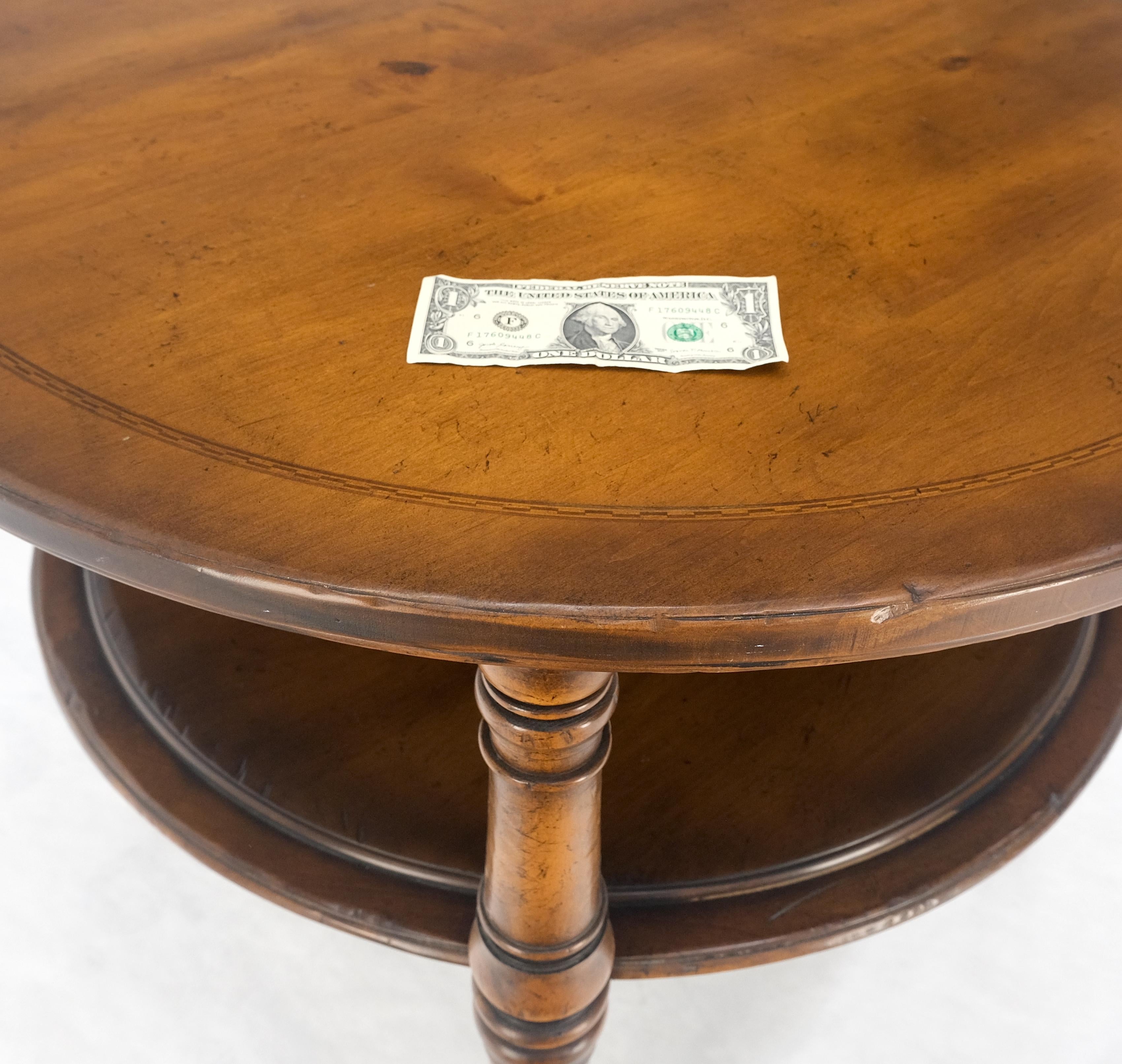 Baker Turned Legs Round Two Tier Occasional Center Serving Table Stand MINT For Sale 5