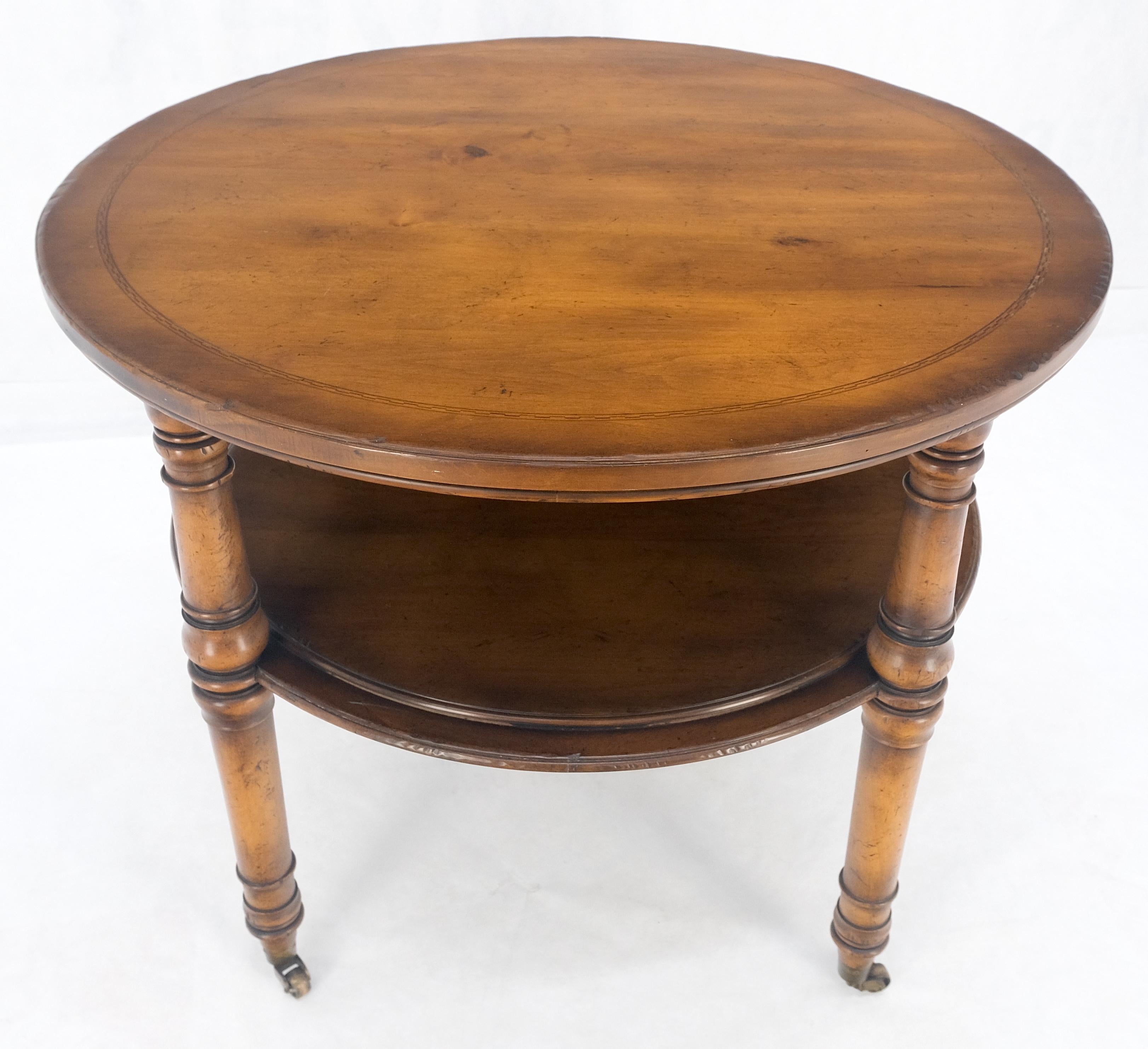 American Baker Turned Legs Round Two Tier Occasional Center Serving Table Stand MINT For Sale
