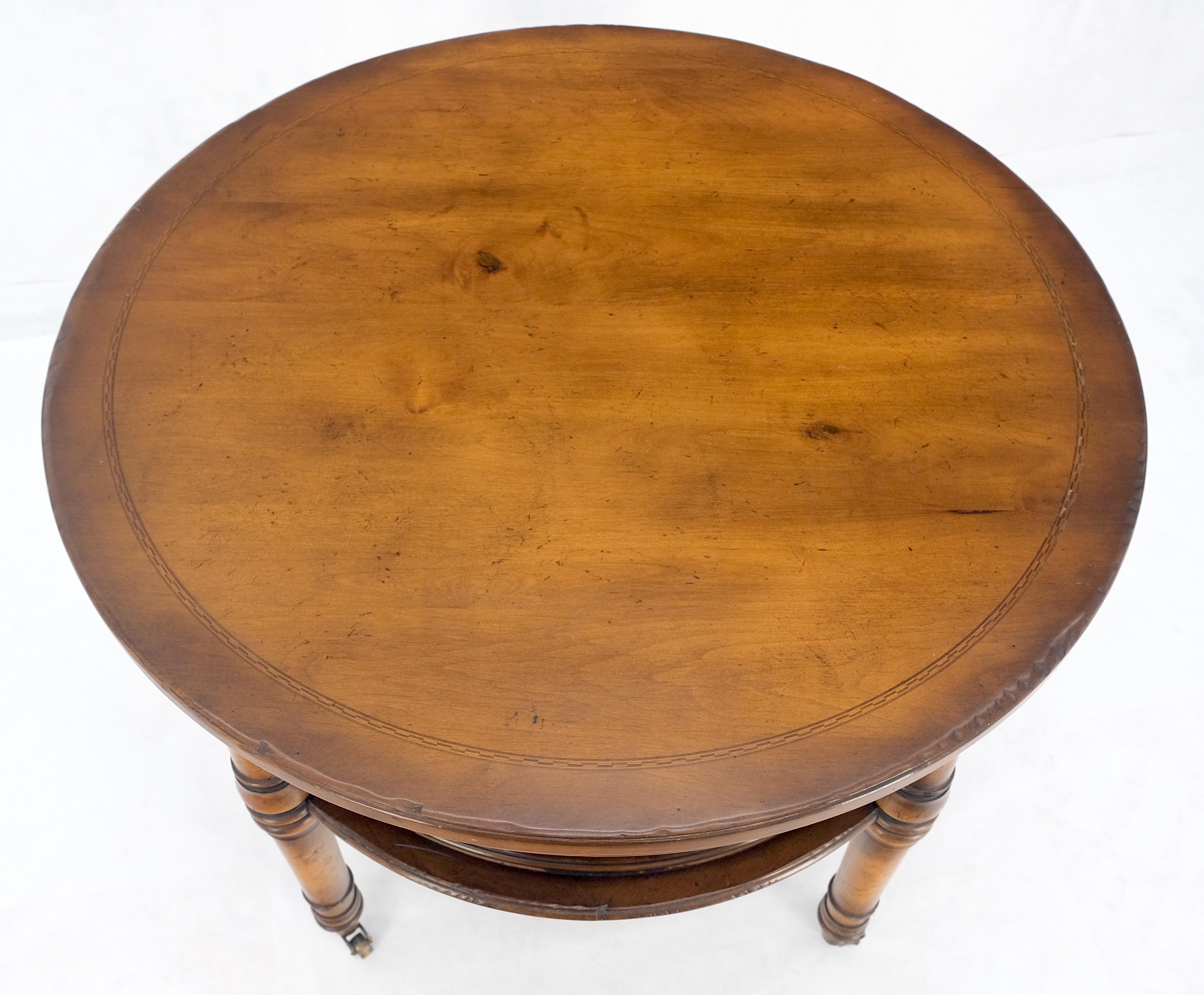 Baker Turned Legs Round Two Tier Occasional Center Serving Table Stand MINT In Good Condition For Sale In Rockaway, NJ