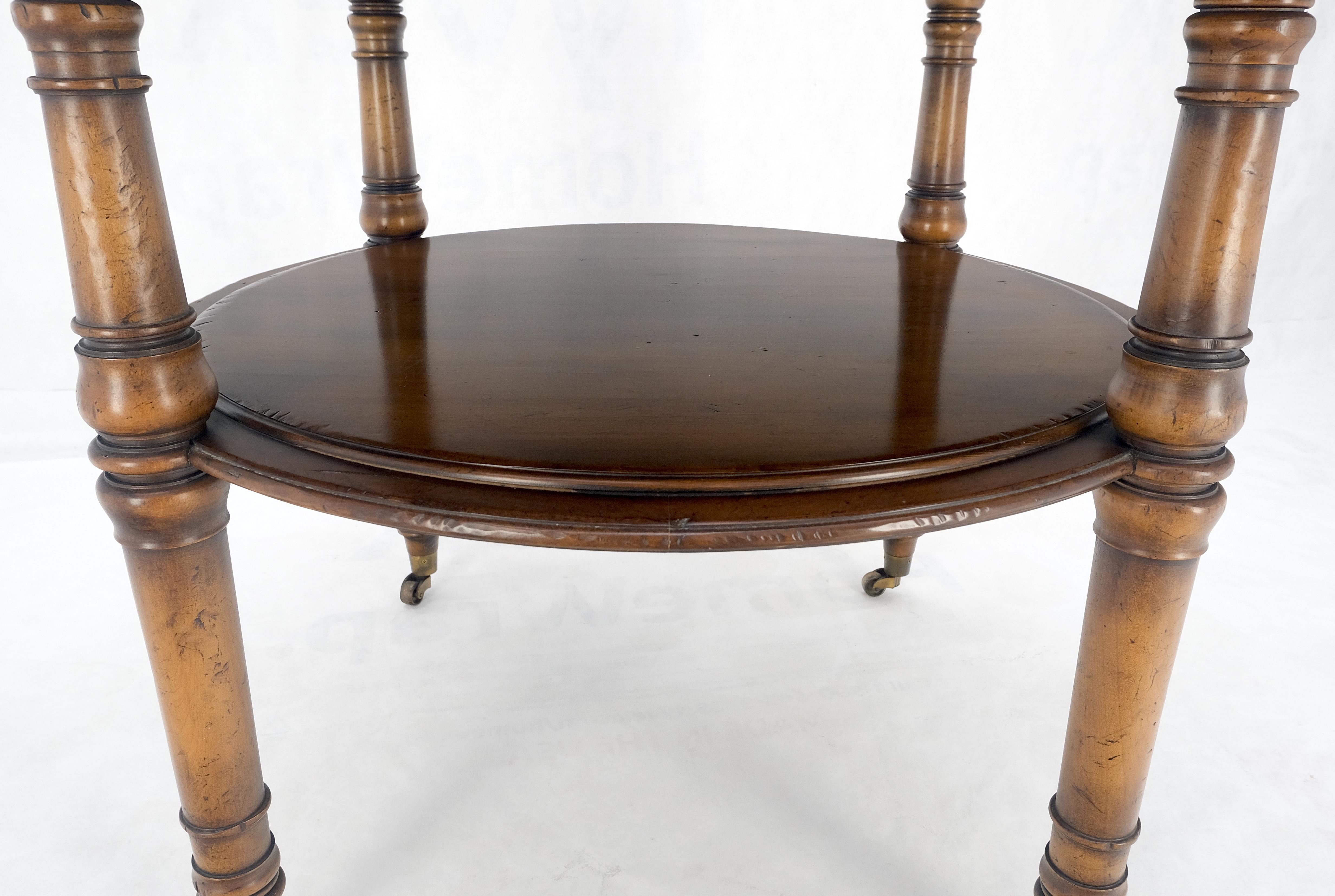 20th Century Baker Turned Legs Round Two Tier Occasional Center Serving Table Stand MINT For Sale