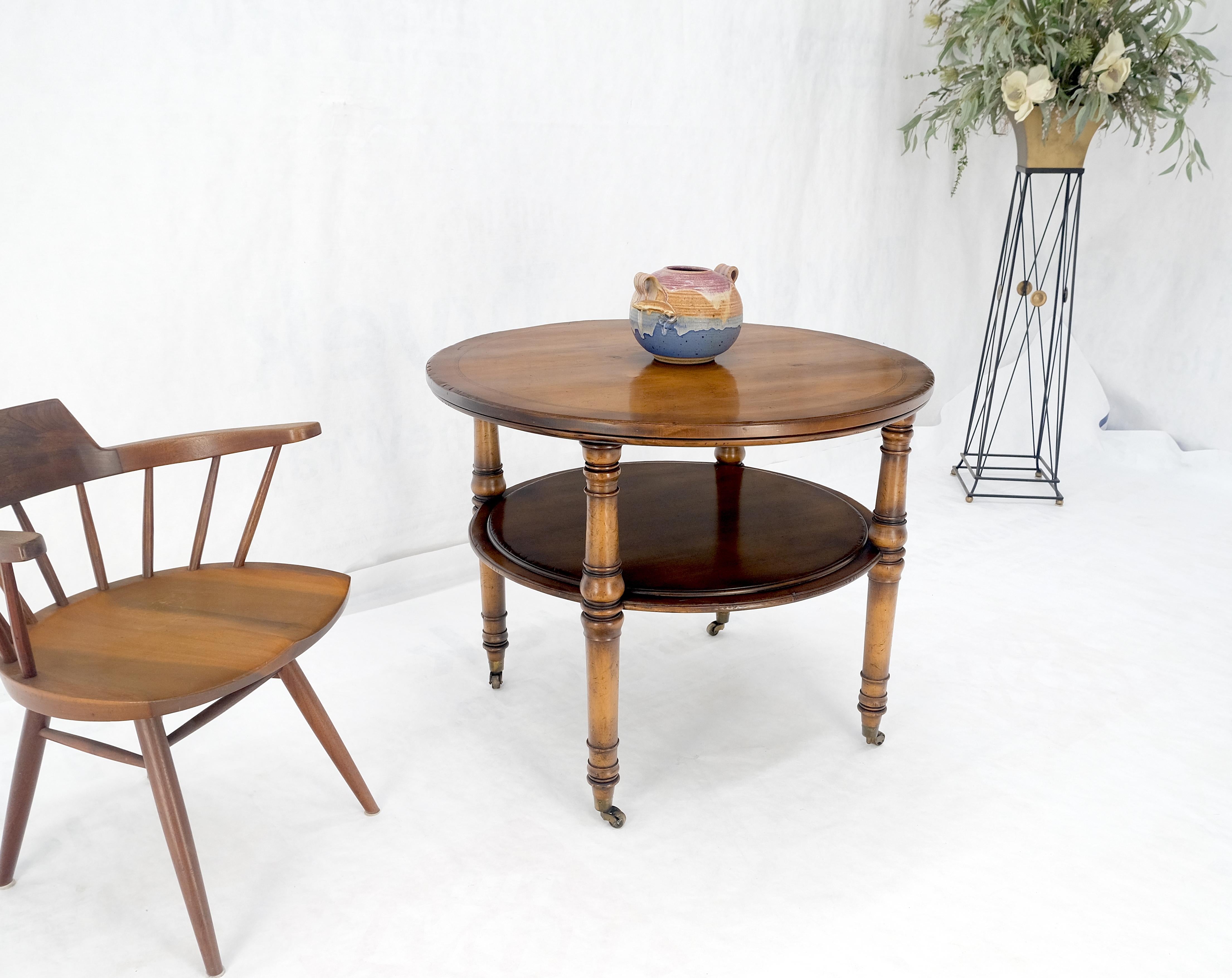 Baker Turned Legs Round Two Tier Occasional Center Serving Table Stand MINT For Sale 1