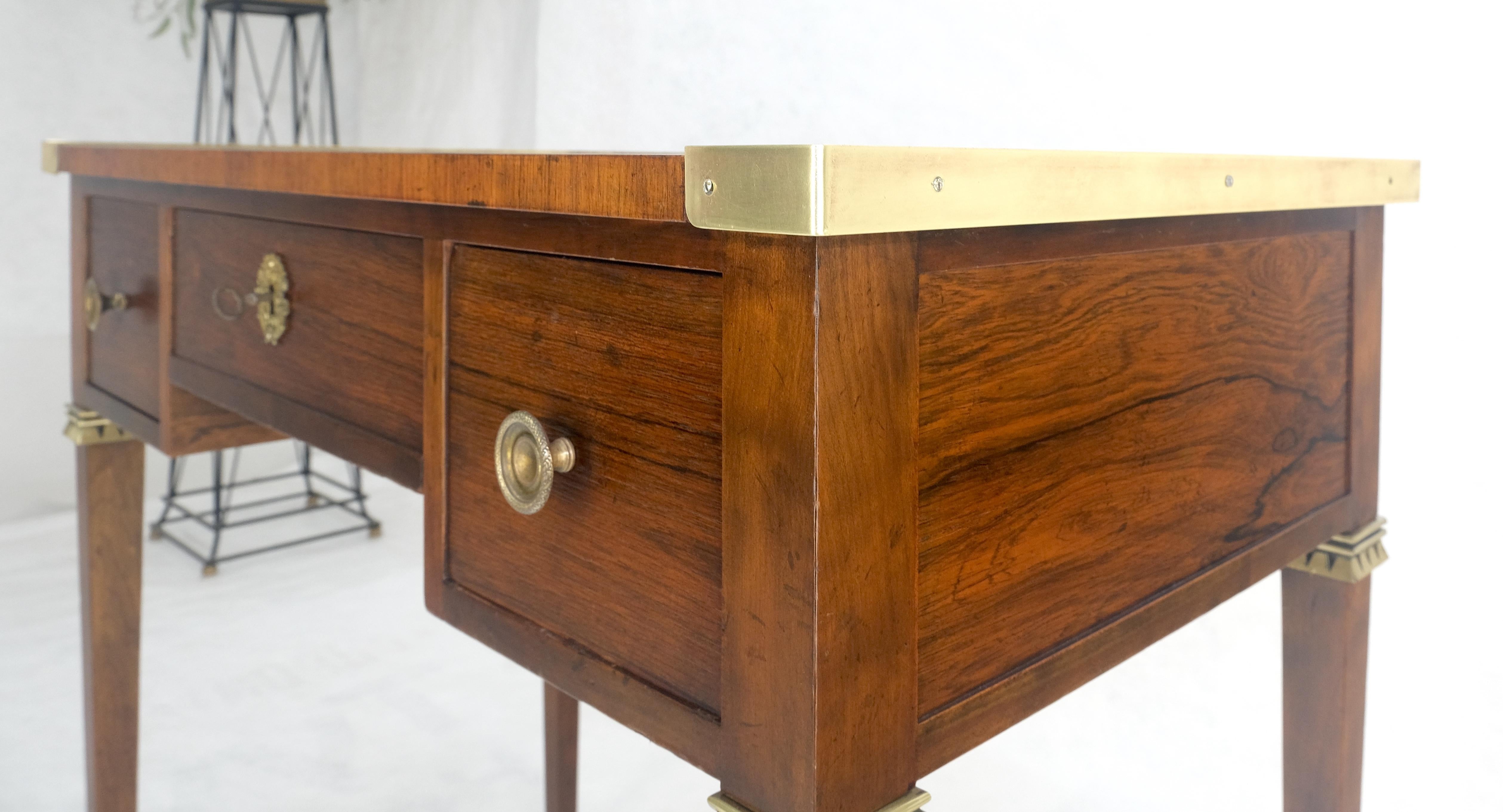 Baker Very Fine All Rosewood & Brass Gallery Trim Petit Desk Console Table MINT! For Sale 3