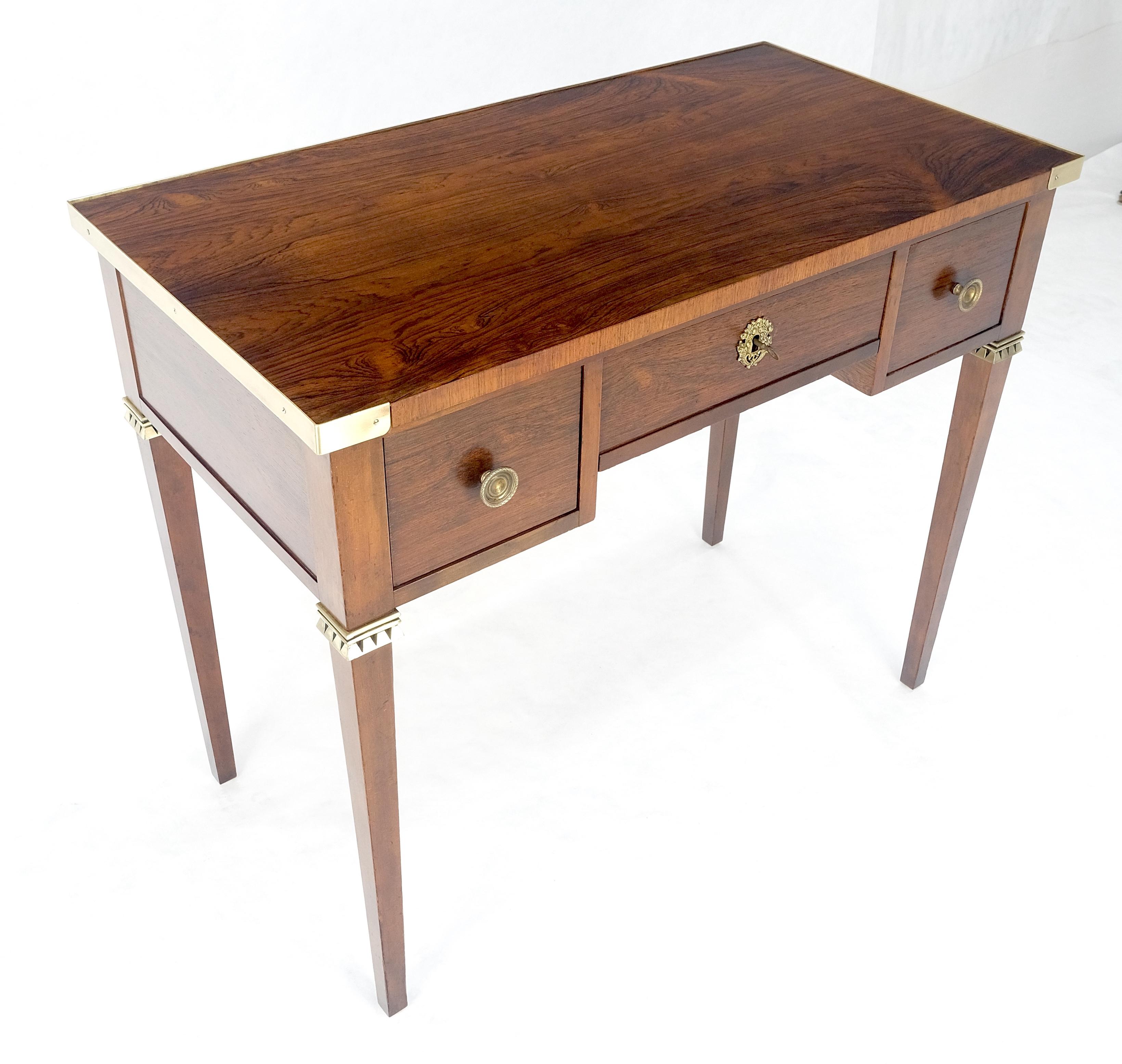 Baker Very Fine All Rosewood & Brass Gallery Trim Petit Desk Console Table MINT! For Sale 5