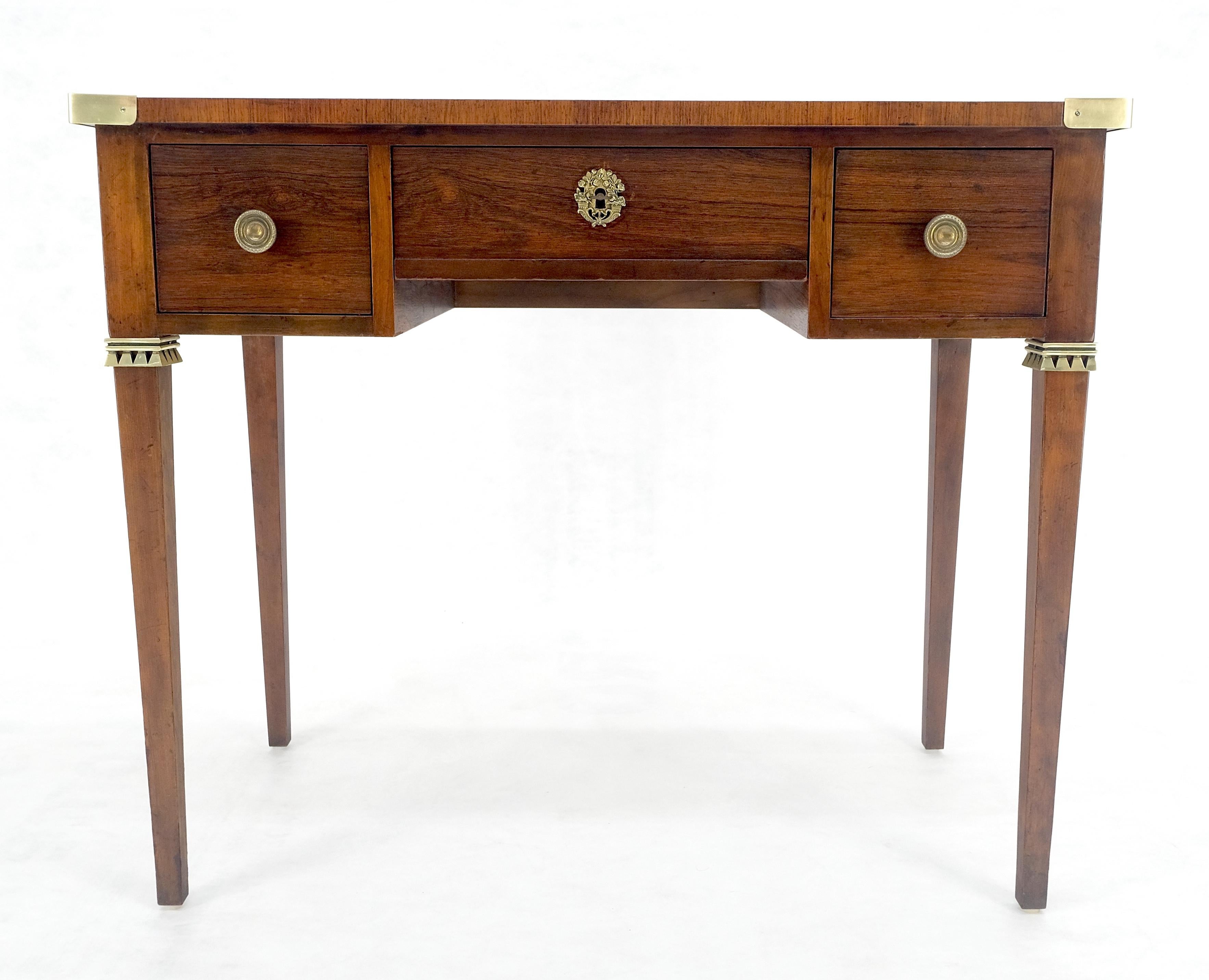 Art Deco Baker Very Fine All Rosewood & Brass Gallery Trim Petit Desk Console Table MINT! For Sale