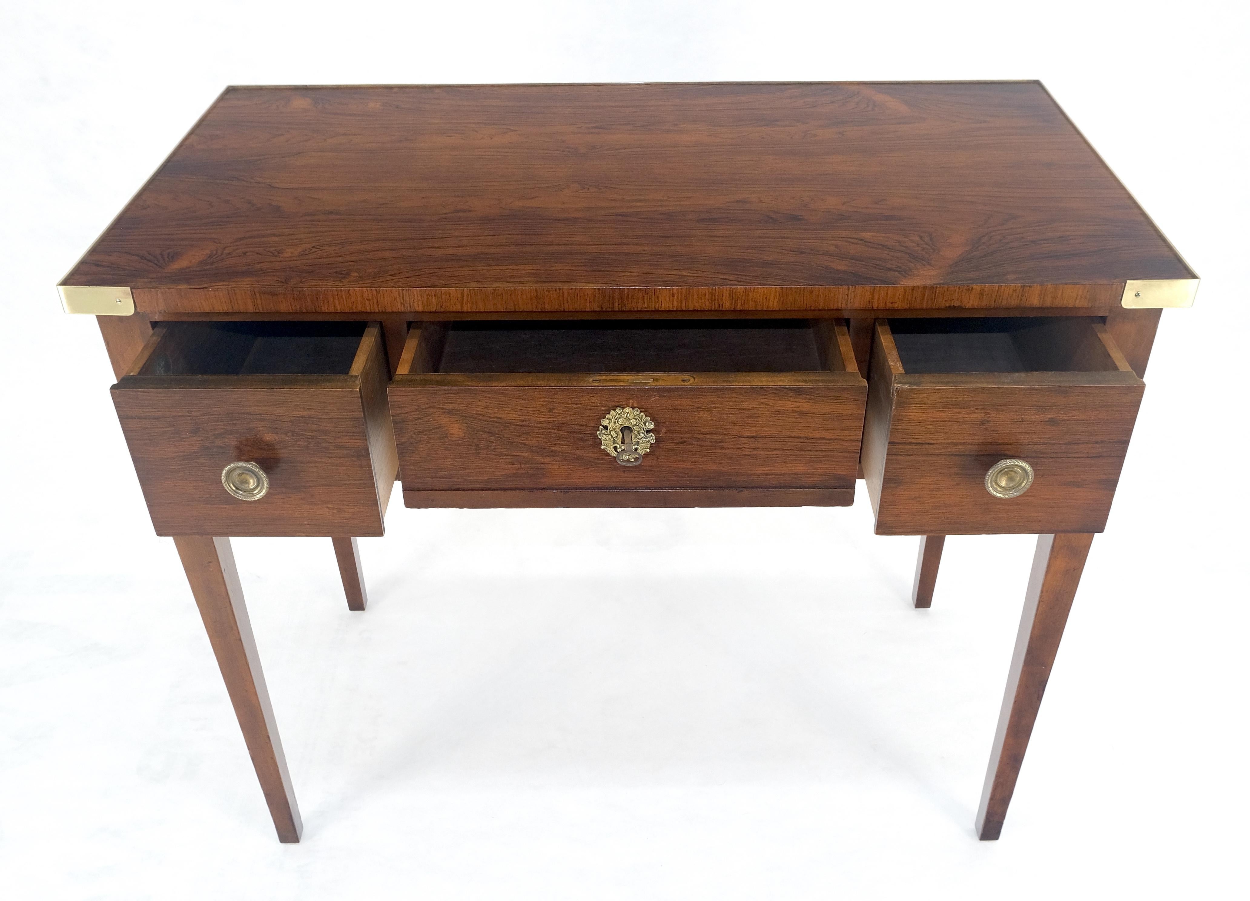 American Baker Very Fine All Rosewood & Brass Gallery Trim Petit Desk Console Table MINT! For Sale