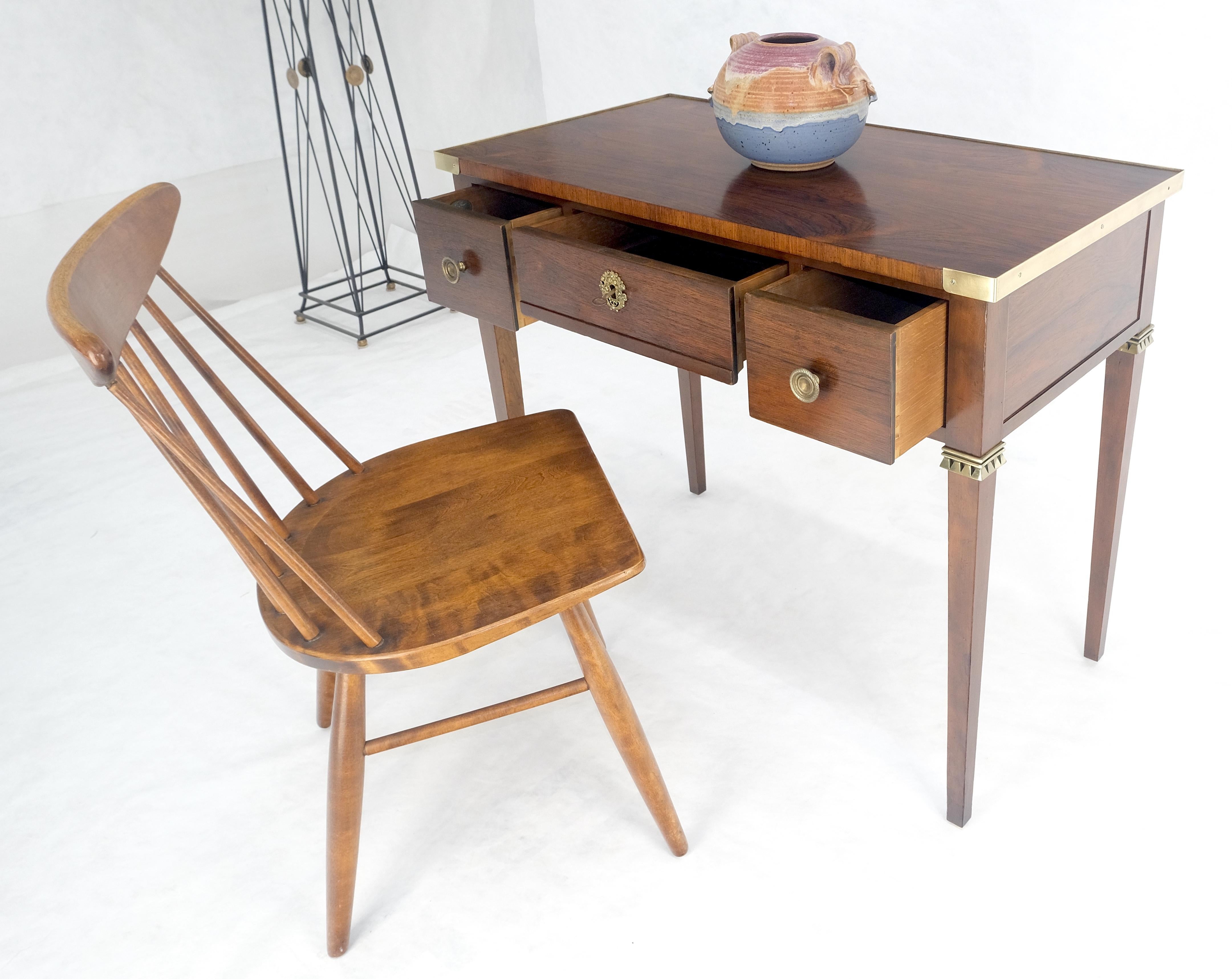 20th Century Baker Very Fine All Rosewood & Brass Gallery Trim Petit Desk Console Table MINT! For Sale