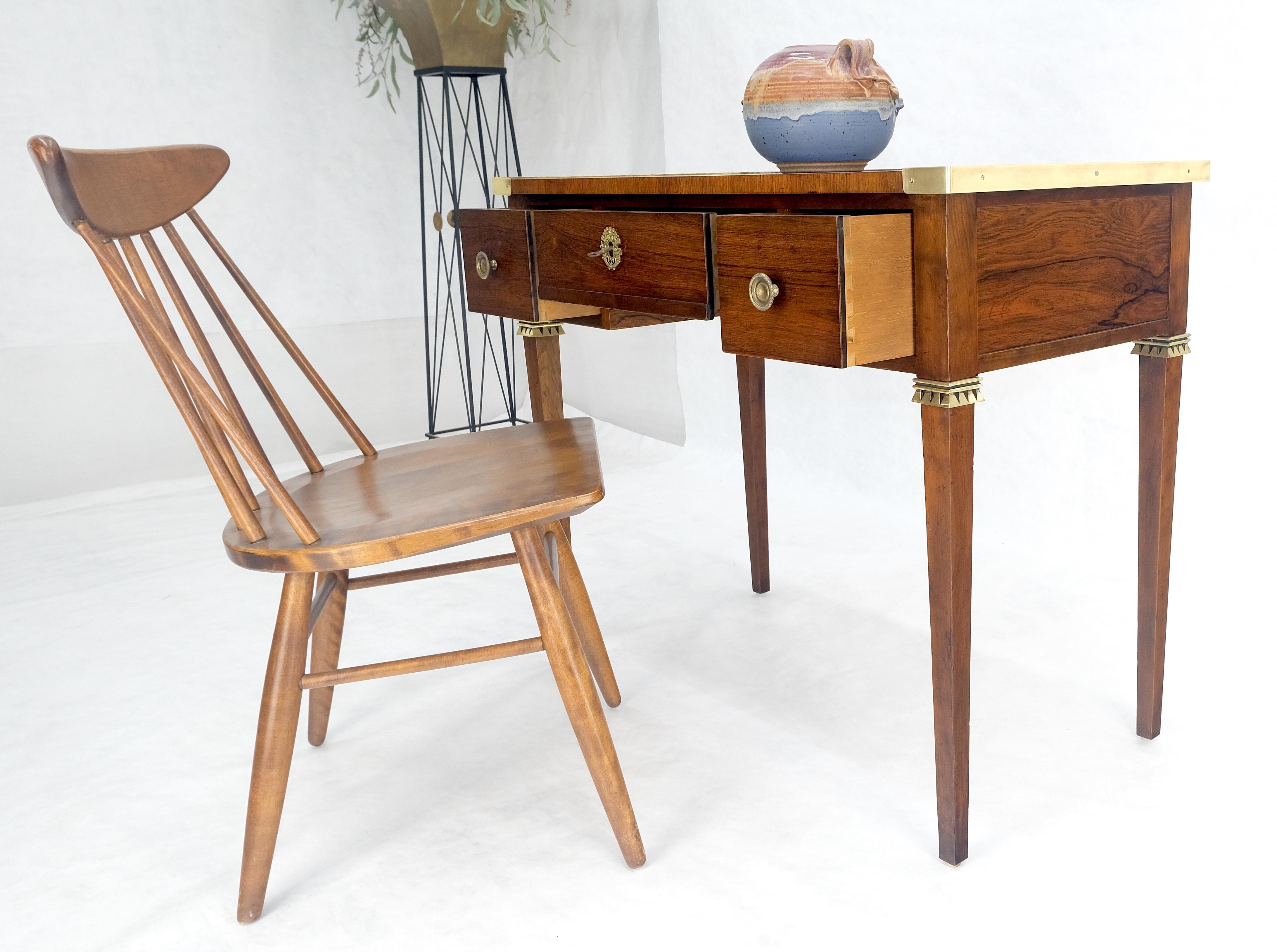 Baker Very Fine All Rosewood & Brass Gallery Trim Petit Desk Console Table MINT! For Sale 1
