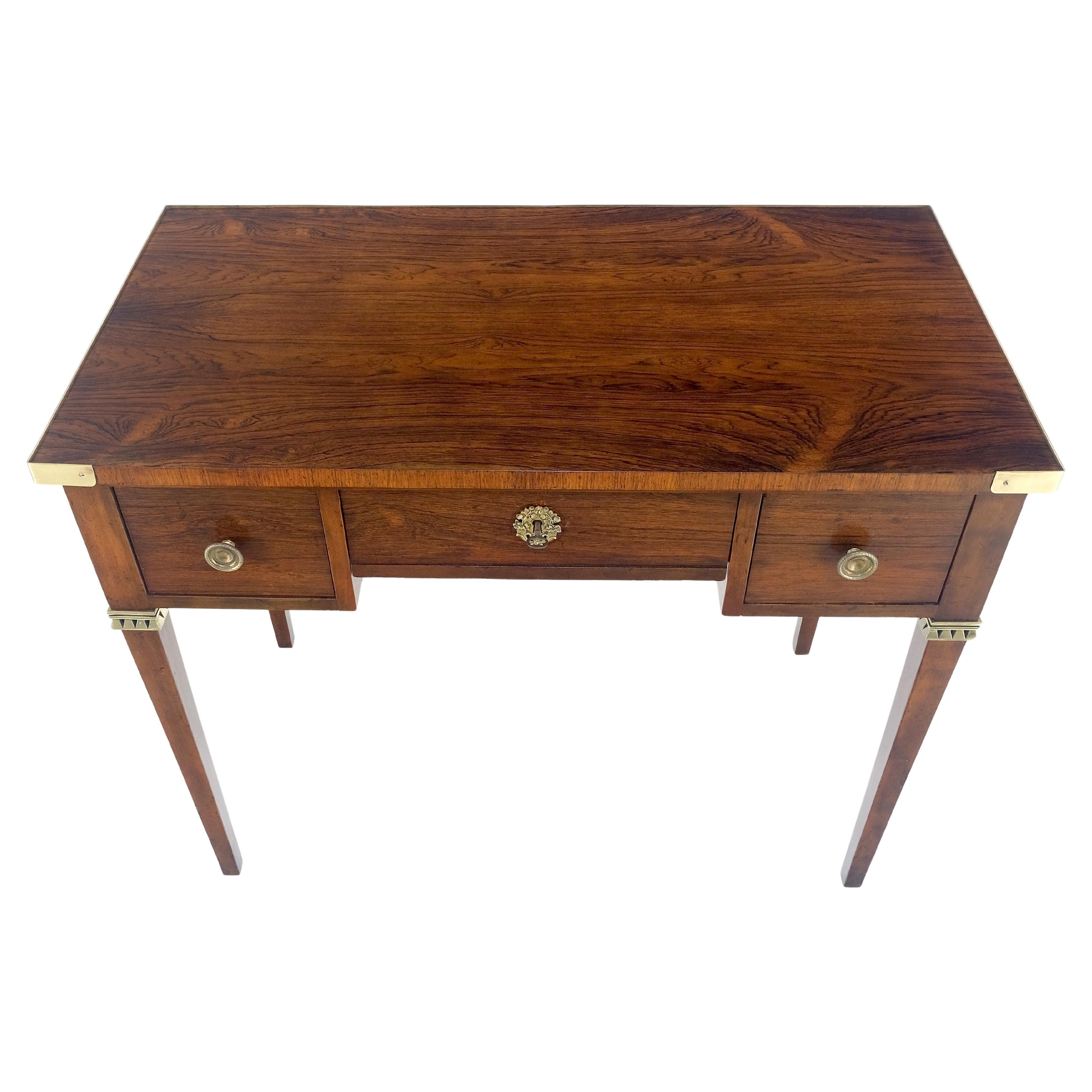 Baker Very Fine All Rosewood 
Brass Gallery Trim Petit Desk Console Table MINT! For Sale