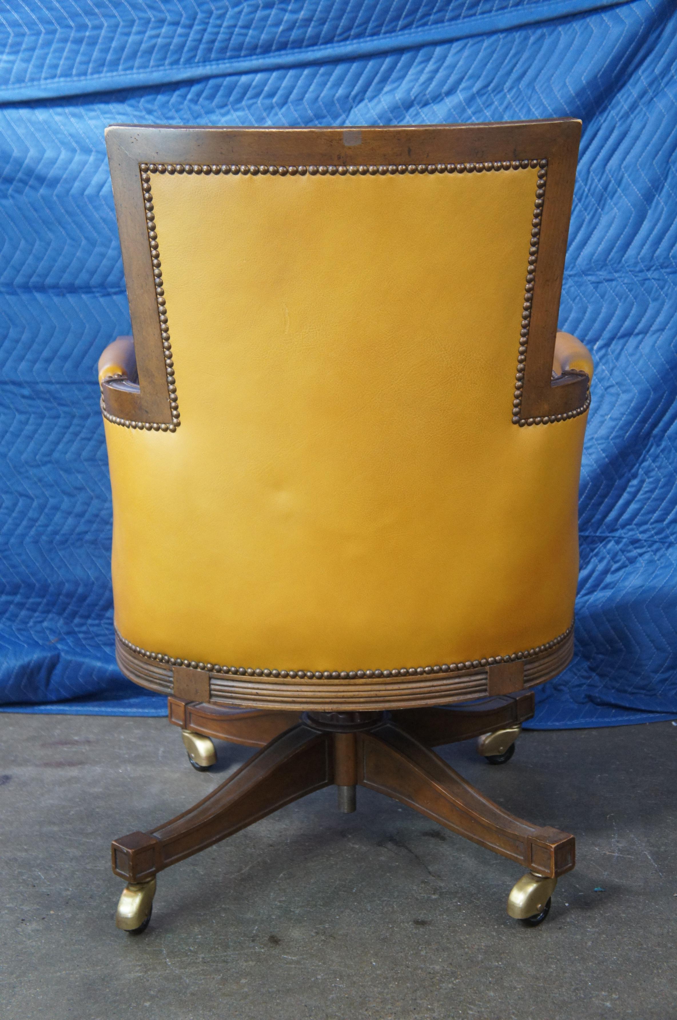 Baker Vintage Louis XVI Walnut Leather Executive Office Library Desk Arm Chair 5