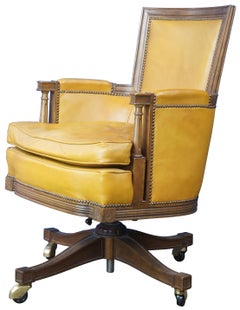 Baker Vintage Louis XVI Walnut Leather Executive Office Library Desk Arm Chair