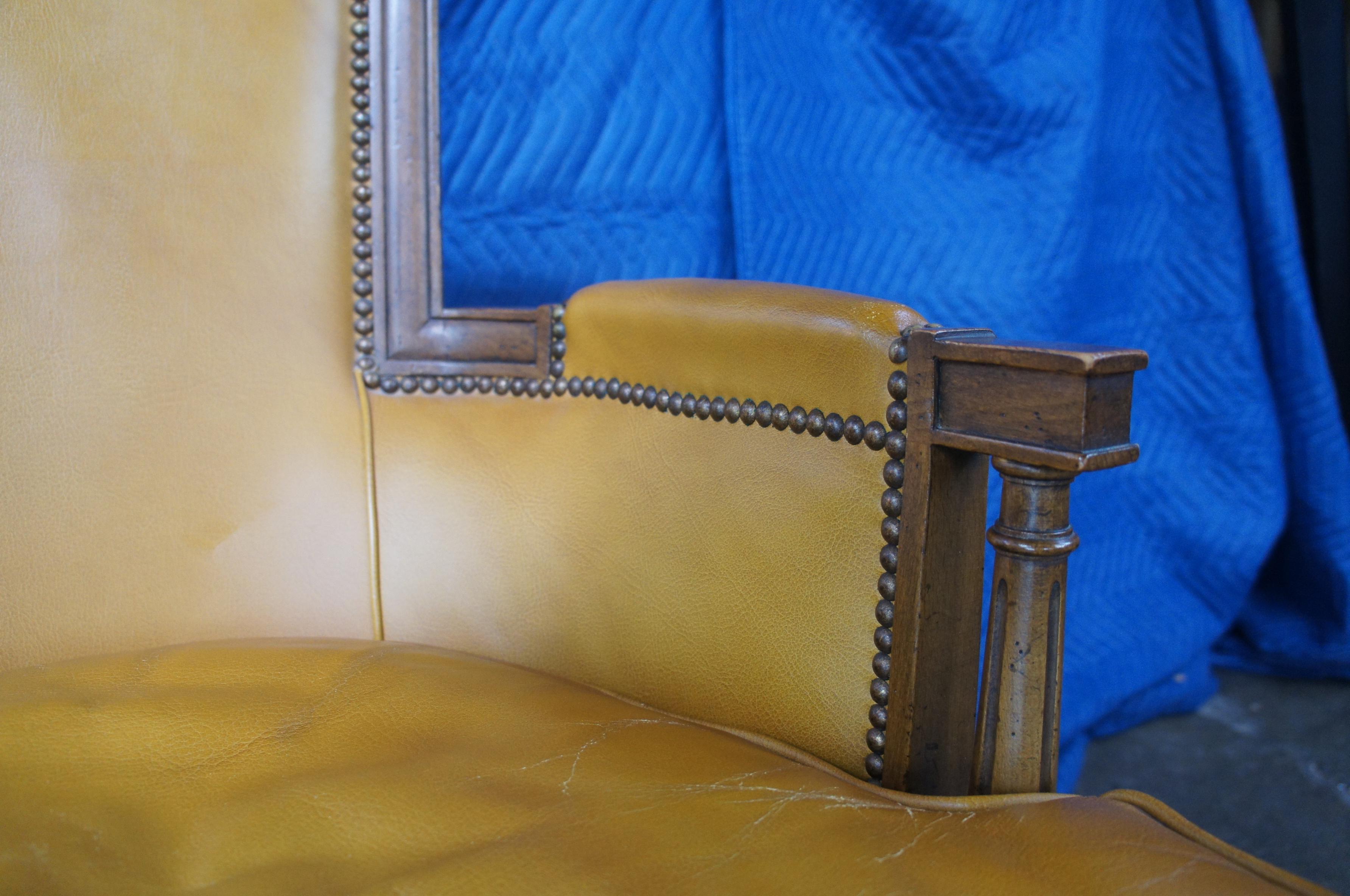 Baker Vintage Louis XVI Walnut Leather Executive Office Library Desk Arm Chair 3