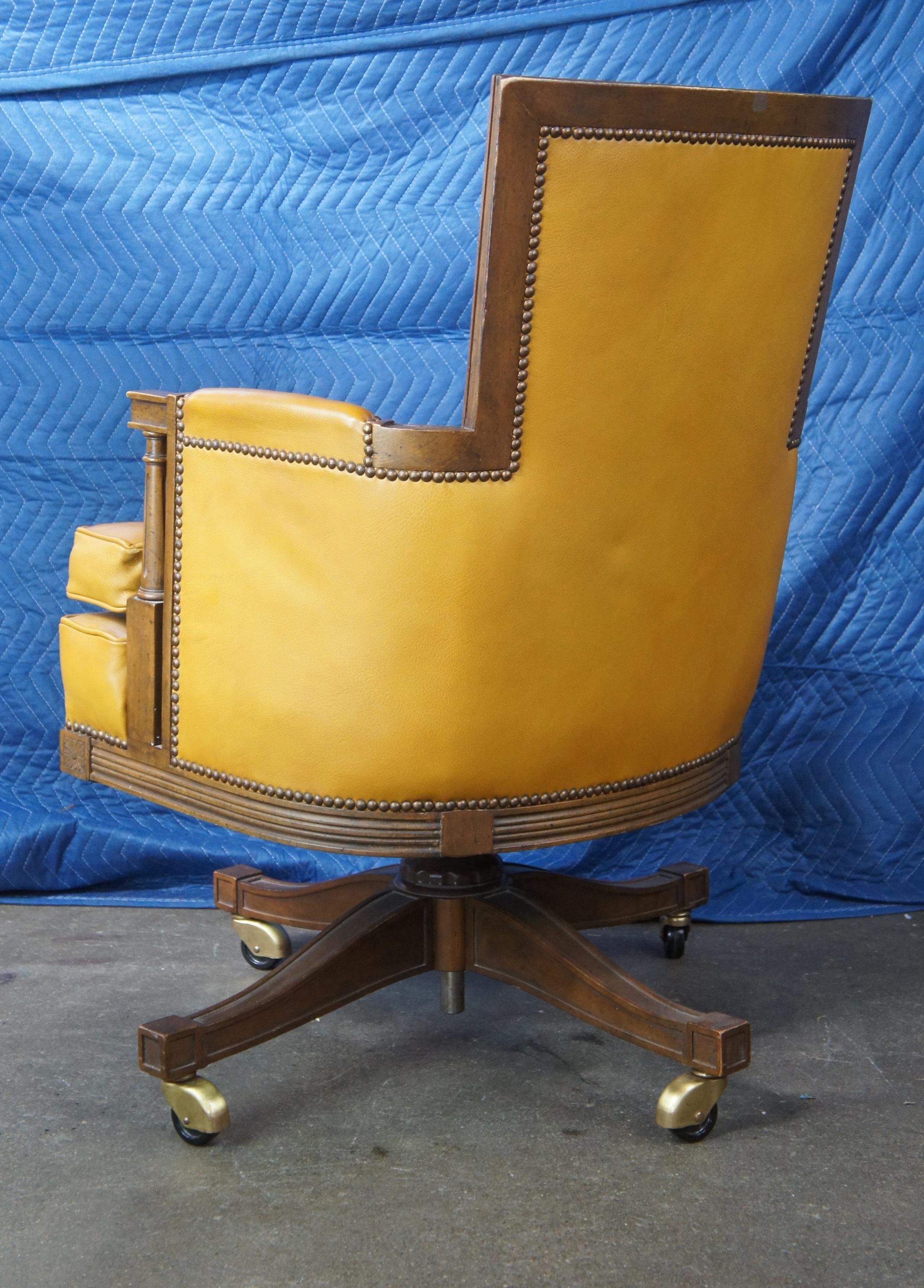 Baker Vintage Louis XVI Walnut Leather Executive Office Library Desk Arm Chair 4