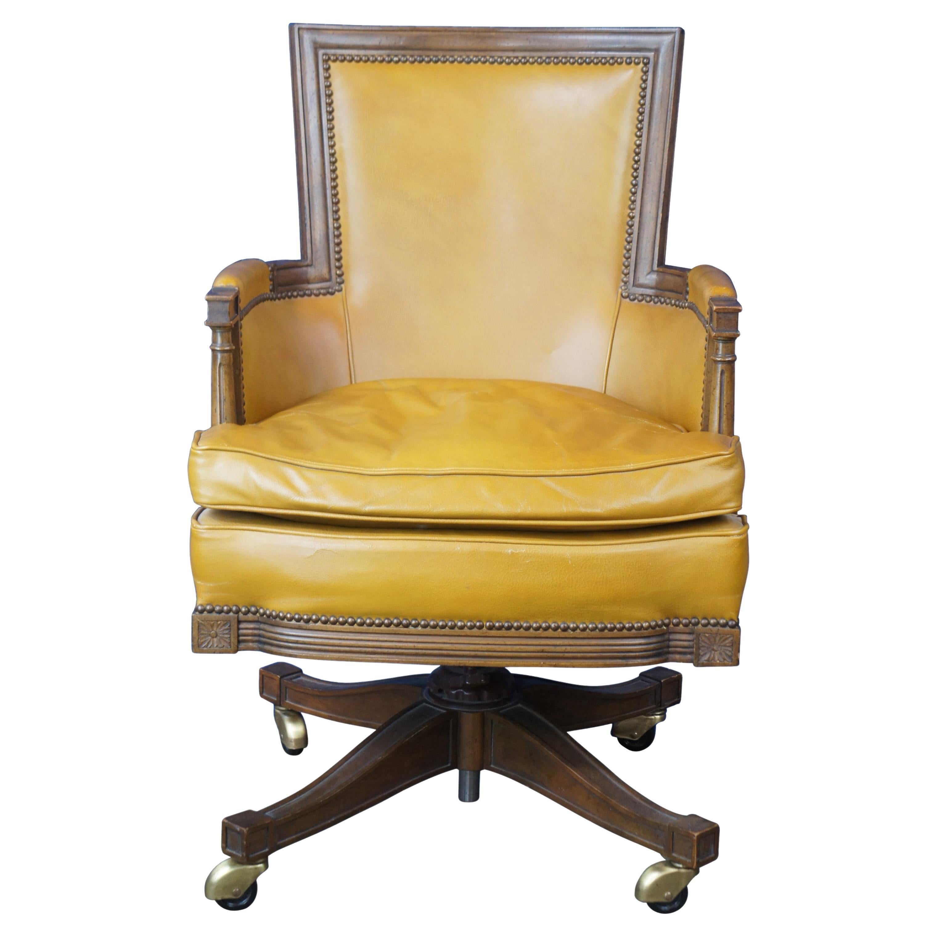 Baker Vintage Louis XVI Walnut Leather Executive Office Library Desk Arm Chair