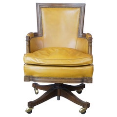 Baker Vintage Louis XVI Walnut Leather Executive Office Library Desk Arm Chair