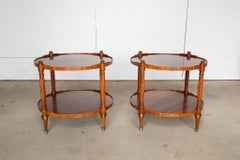 Baker Vintage  Round Walnut Side Tables, a Pair
