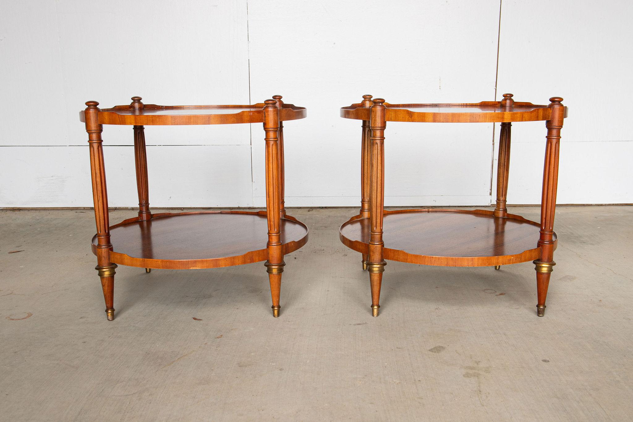 Mid-Century Modern Baker Vintage  Round Walnut Side Tables, a Pair For Sale