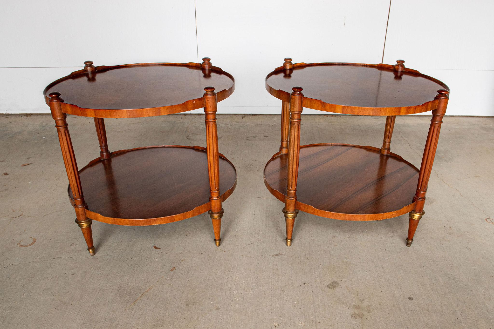 Baker Vintage  Round Walnut Side Tables, a Pair For Sale 1