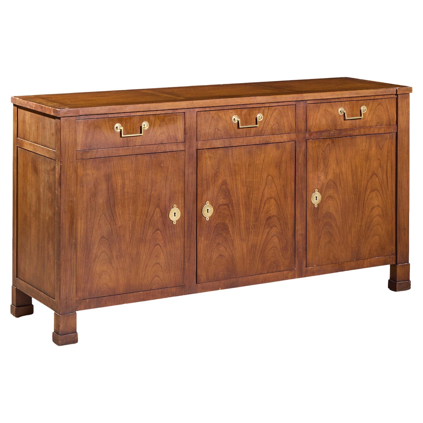 Baker Walnut and Brass Buffet Credenza