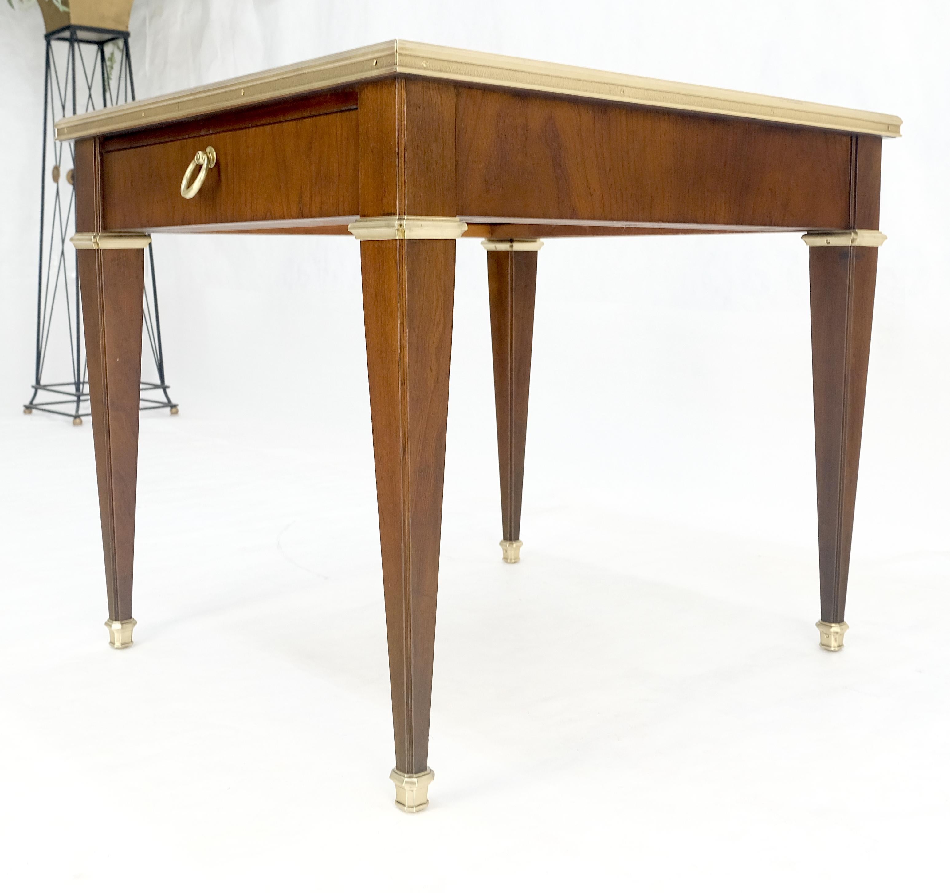 Baker Walnut & Brass Ring Drop Pull One Drawer Tapered Leg Side End Table MINT! For Sale 7