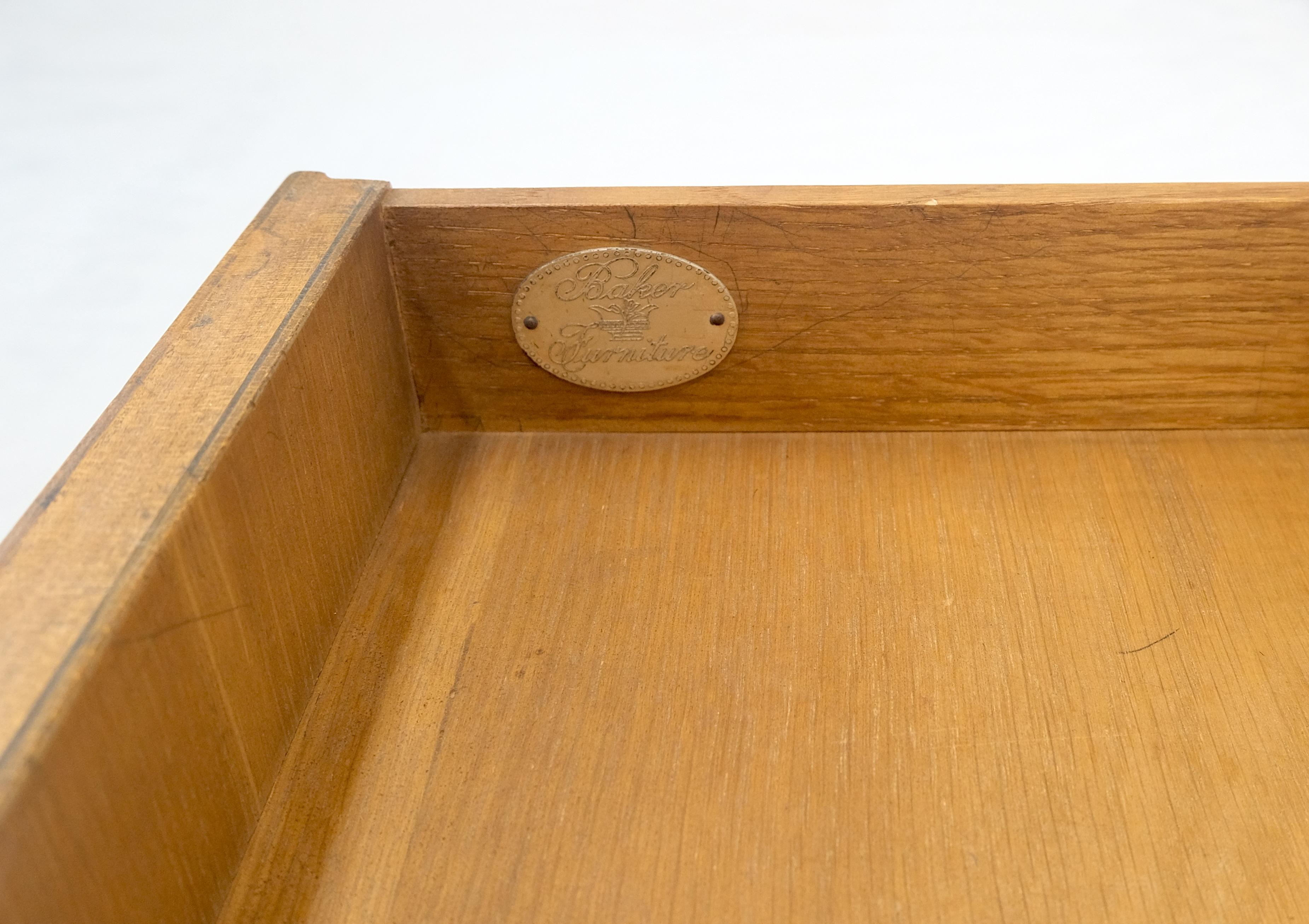 Baker Walnut & Brass Ring Drop Pull One Drawer Tapered Leg Side End Table MINT! For Sale 9