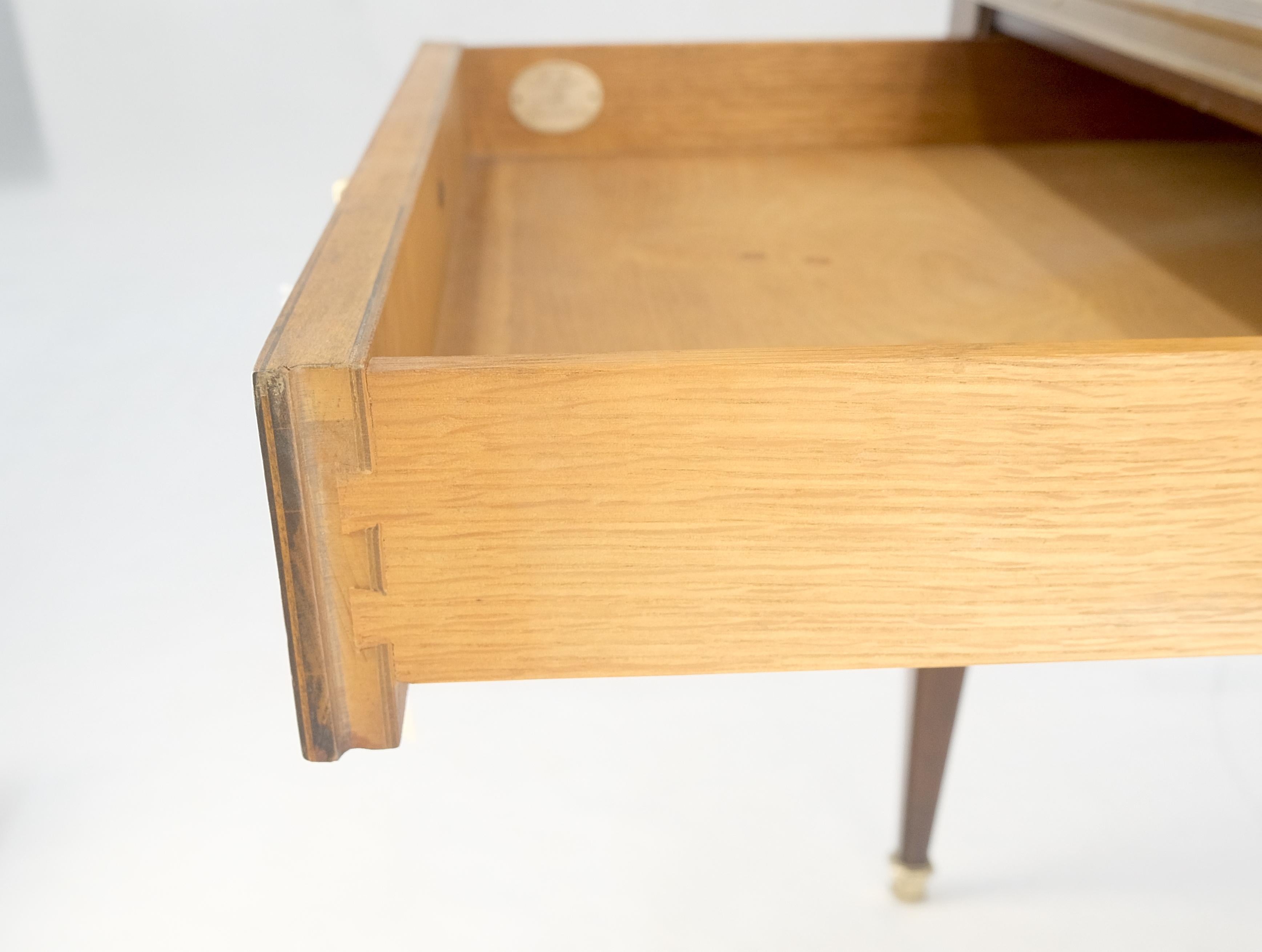 Baker Walnut & Brass Ring Drop Pull One Drawer Tapered Leg Side End Table MINT! For Sale 10