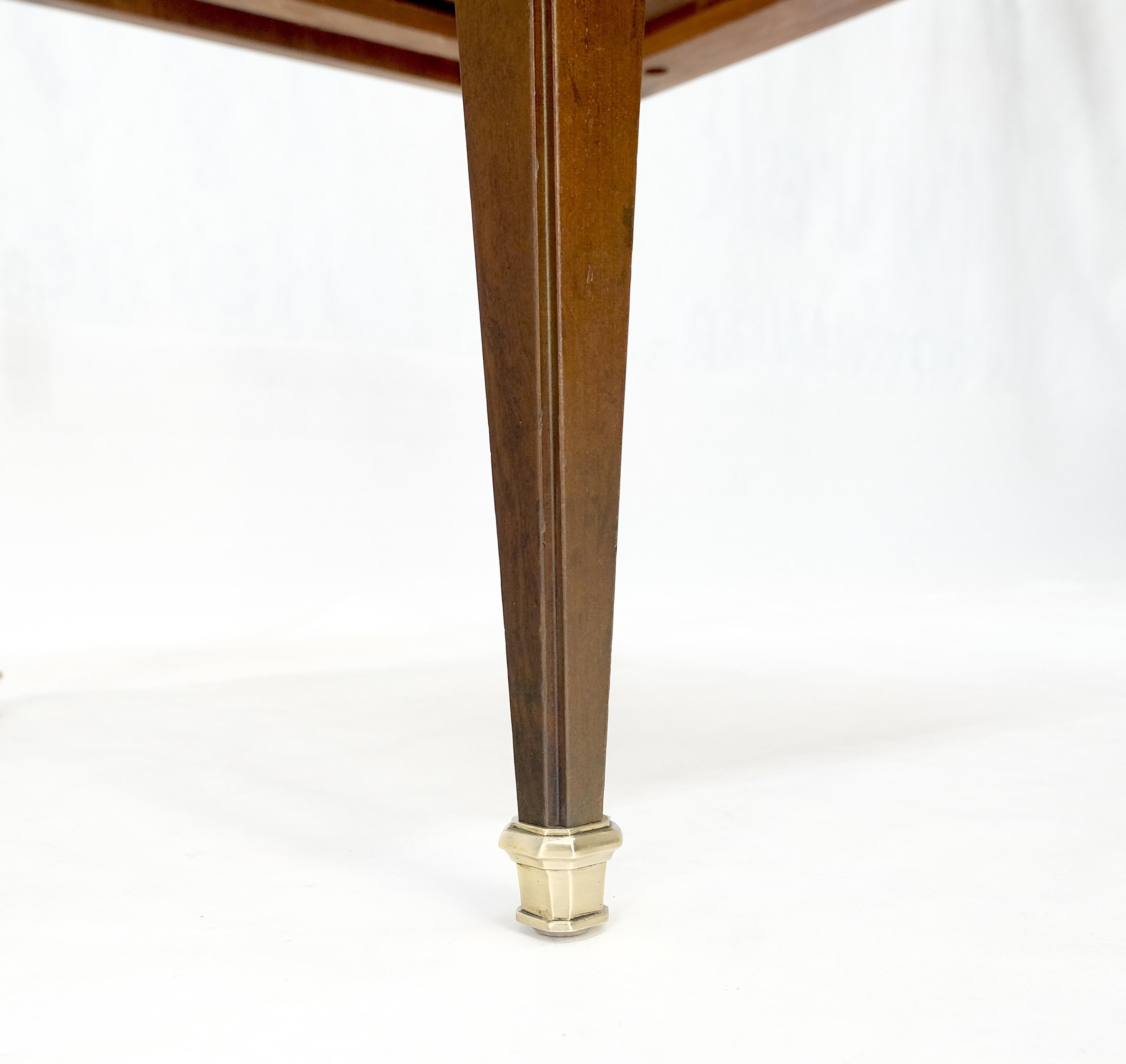 20th Century Baker Walnut & Brass Ring Drop Pull One Drawer Tapered Leg Side End Table MINT! For Sale