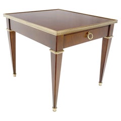 Vintage Baker Walnut & Brass Ring Drop Pull One Drawer Tapered Leg Side End Table MINT!