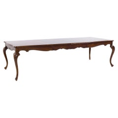 Baker Walnut Queen Anne Walnut Expanding Dining Table with 2 Leaves