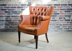 Baker Wing Back Chair in Holly Hunt Spice Colored Leather with Nailhead Trim