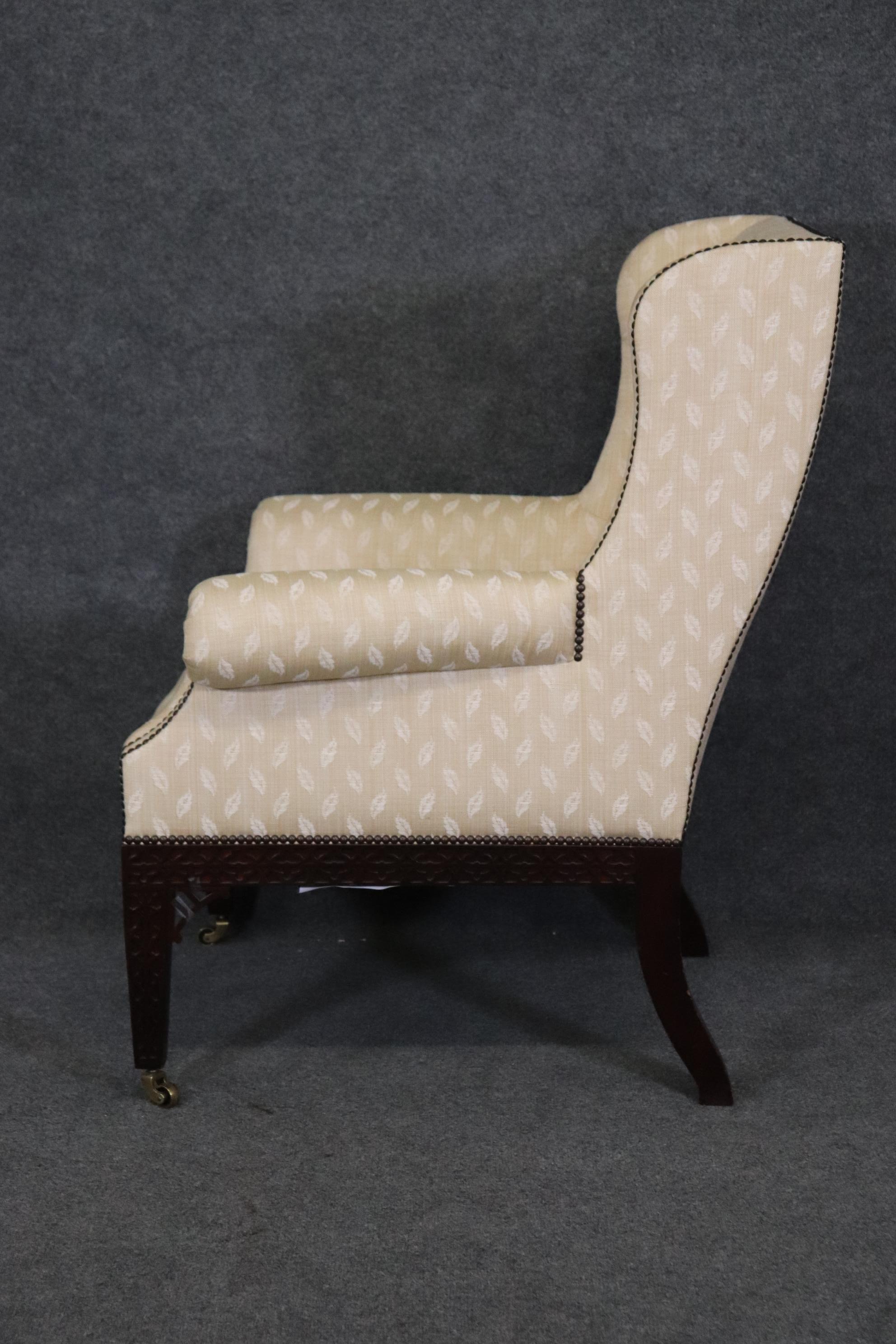 Baker Wingback Armchair Chinese Chippendale Style in Mahogany  1
