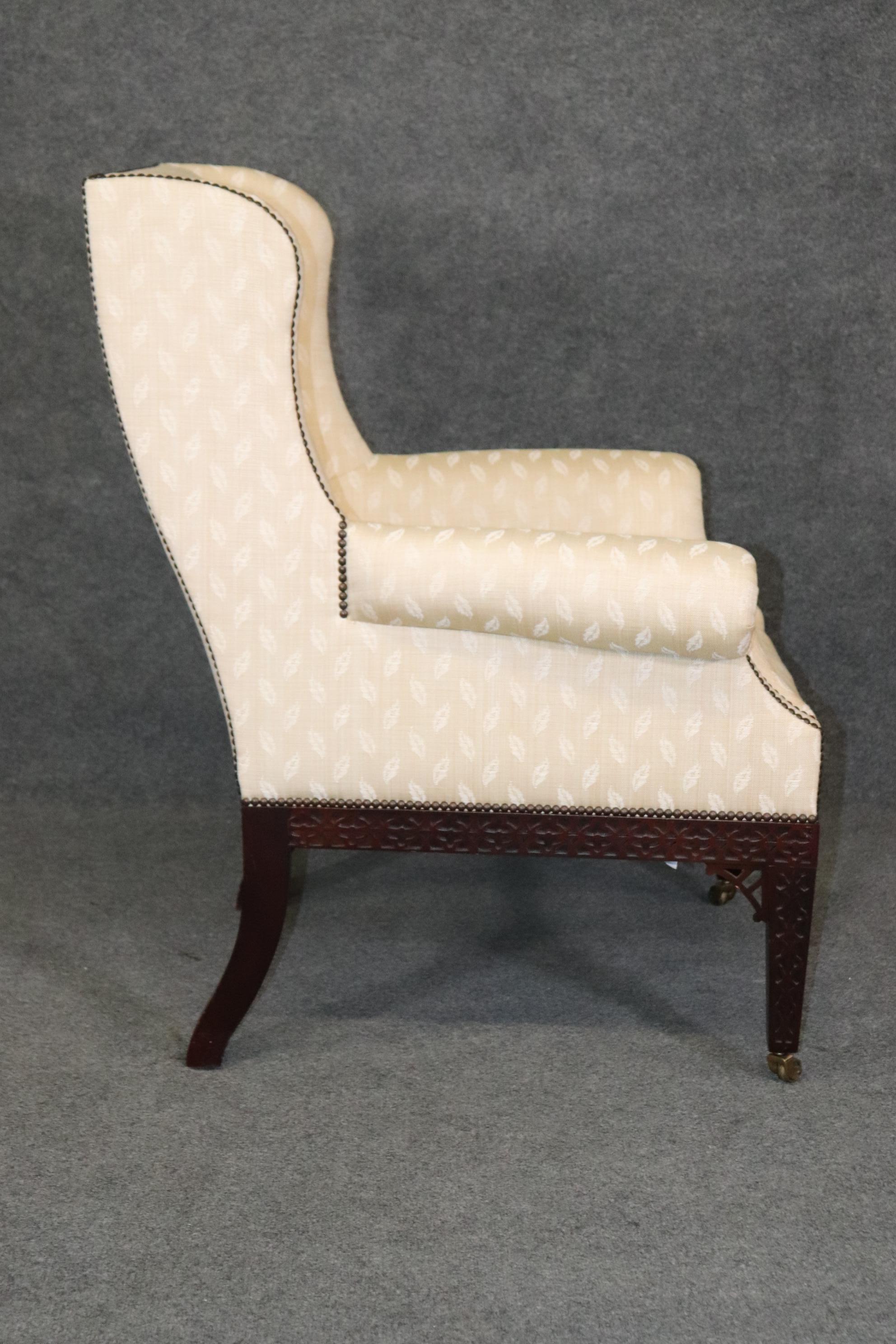 Baker Wingback Armchair Chinese Chippendale Style in Mahogany  3