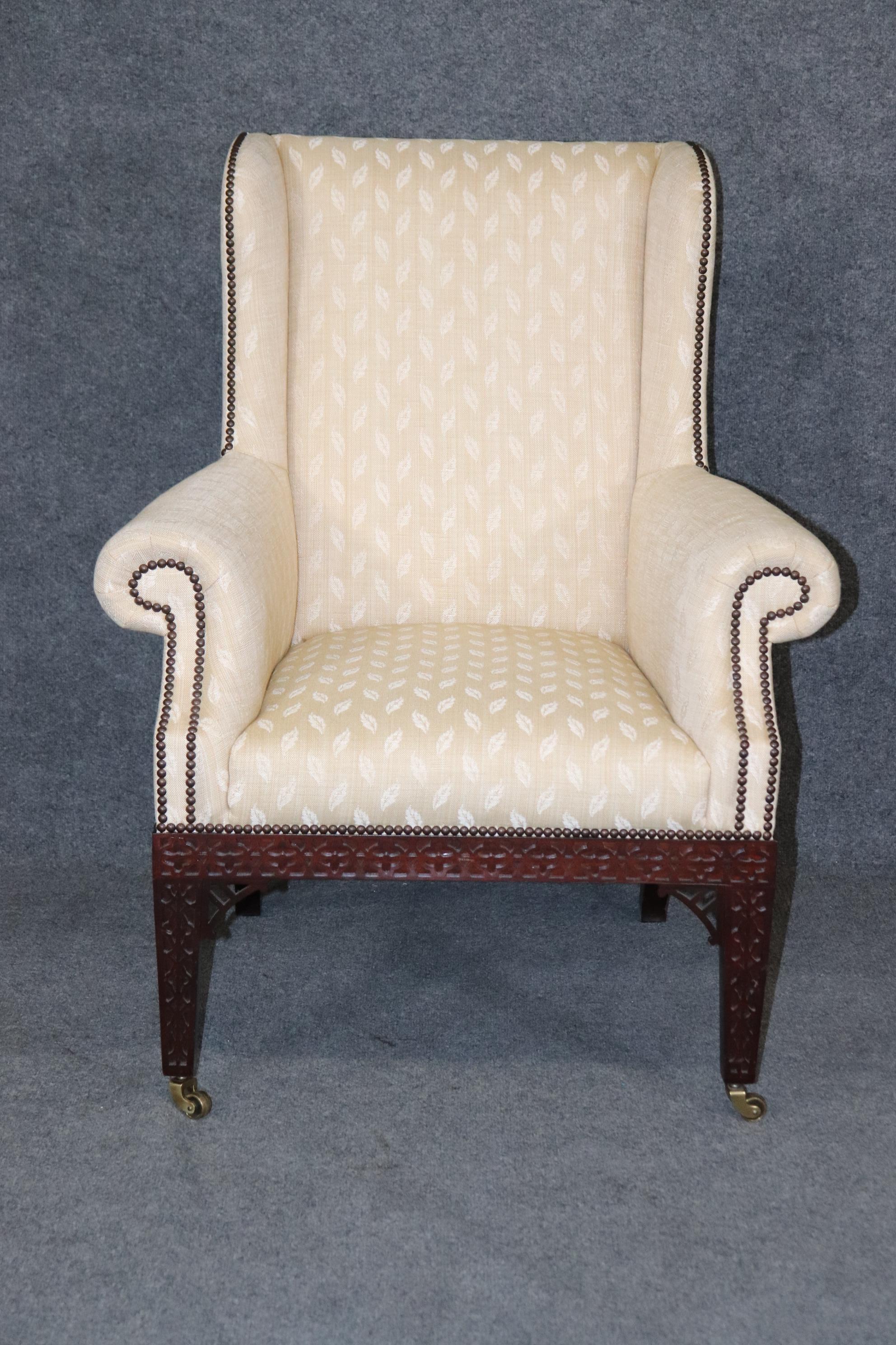 Baker Wingback Armchair Chinese Chippendale Style in Mahogany  4