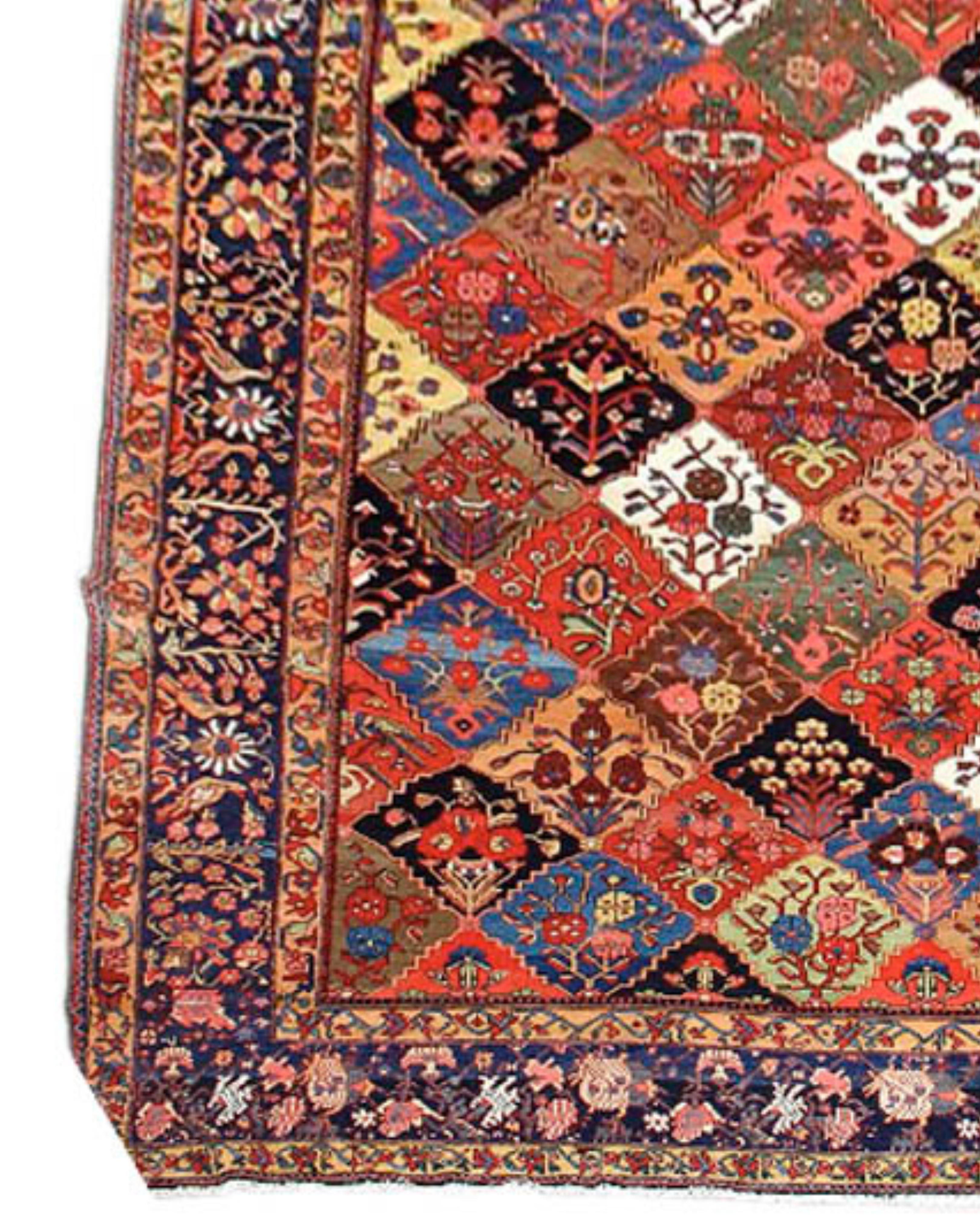 Hand-Knotted Antique Oversized Persian Bakhtiari Carpet, Early 20th Century For Sale